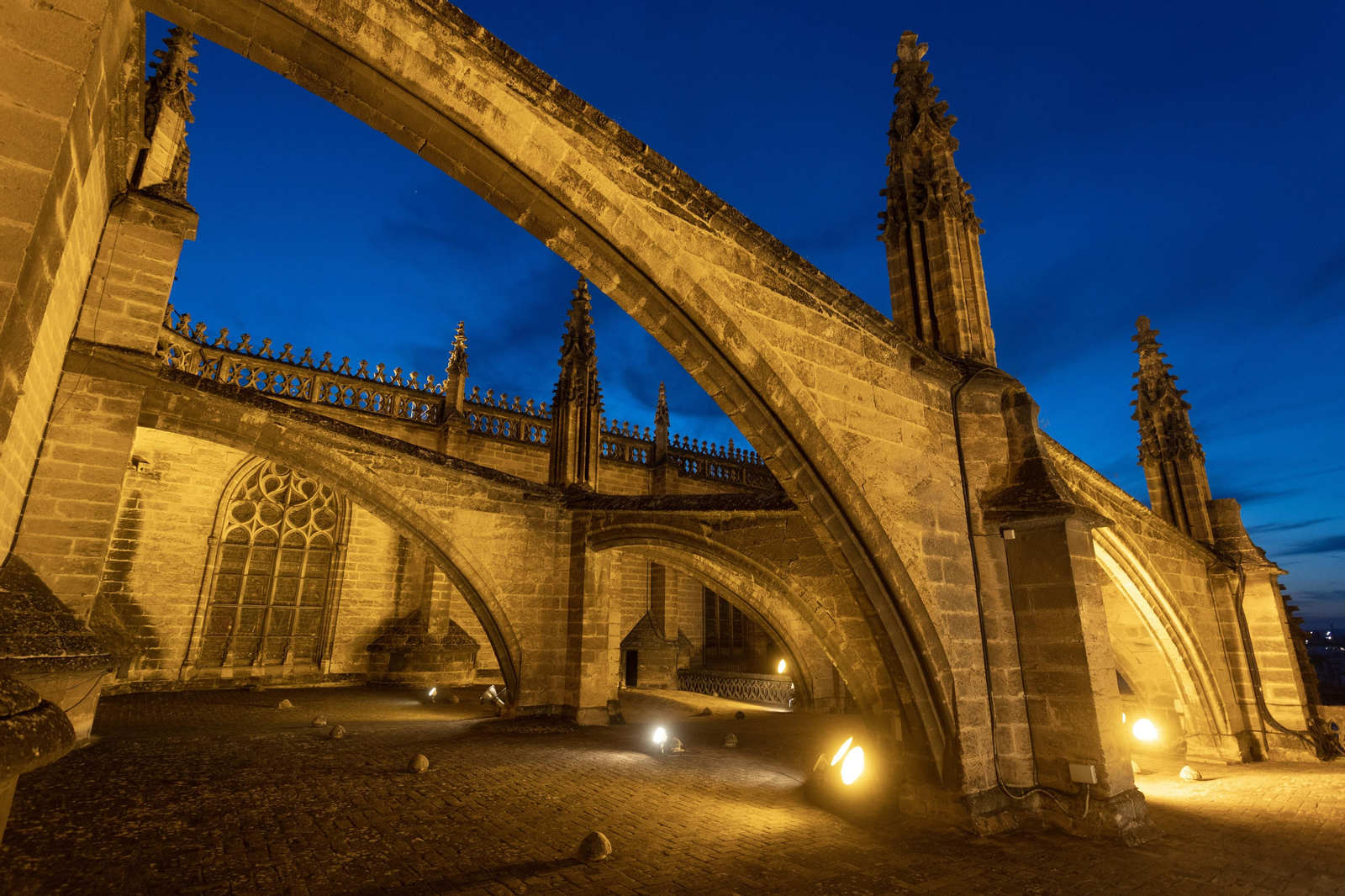 Las impresionantes imágenes de las cubiertas de la Catedral al anochecer