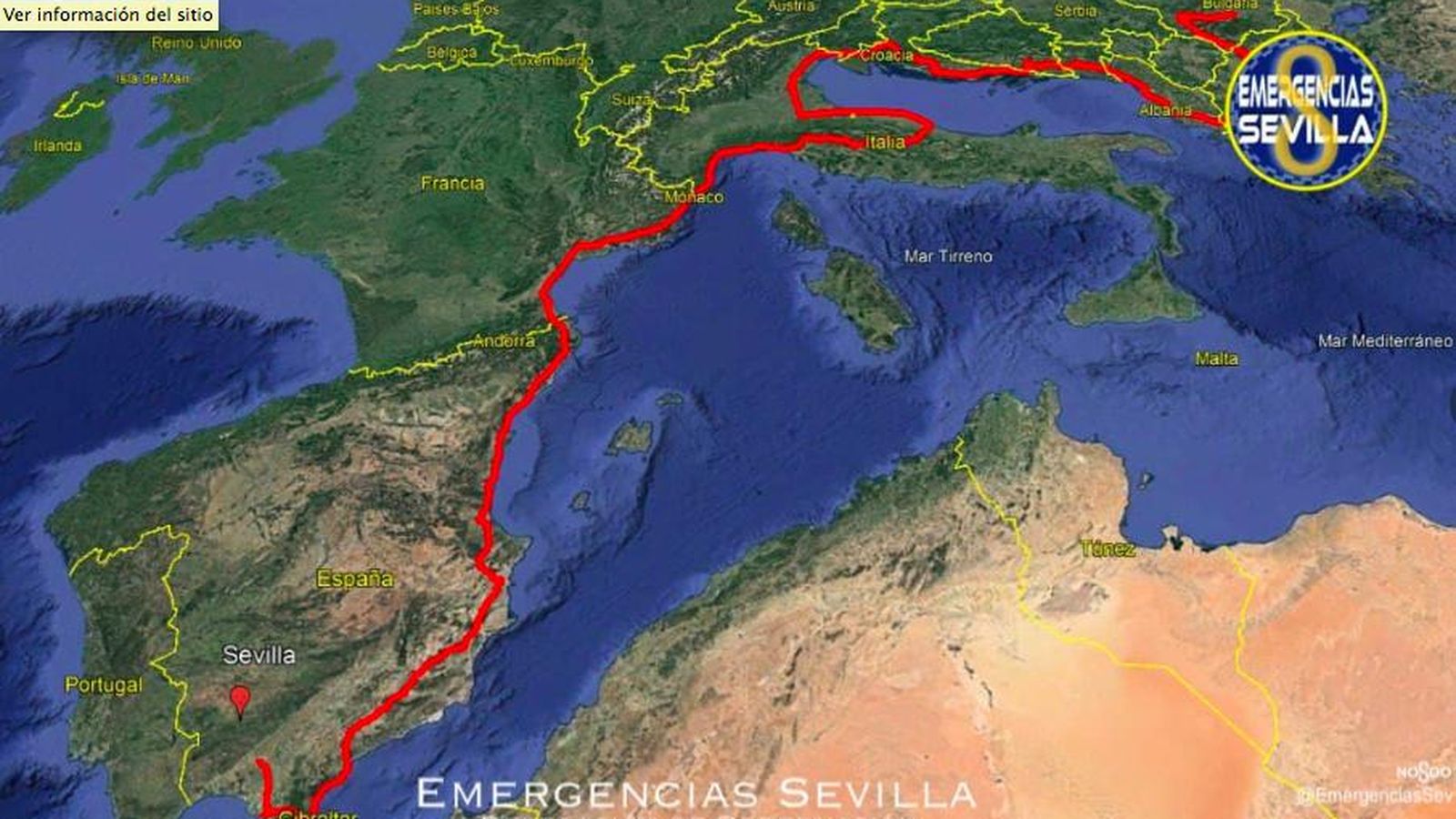 La ruta que había seguido el vehículo.