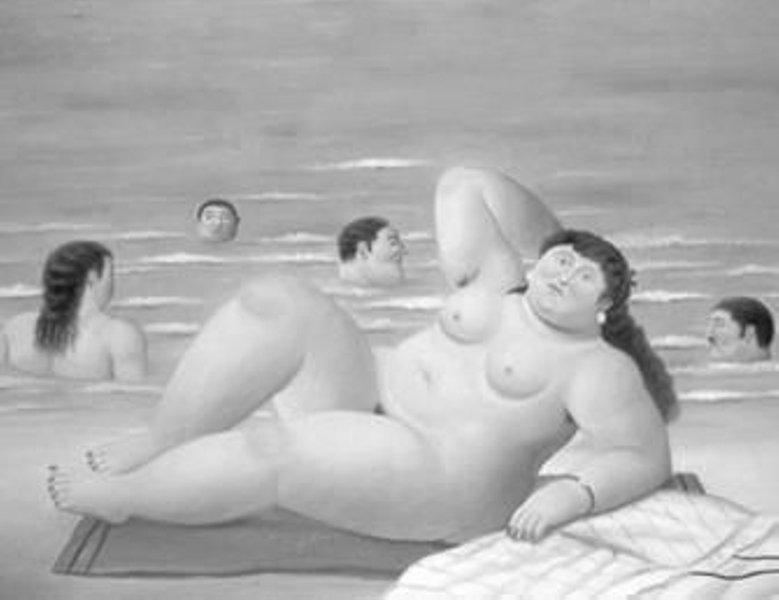Uno de los cuadros de Botero, ilustrando el cuerpo de sus particulares mujeres.