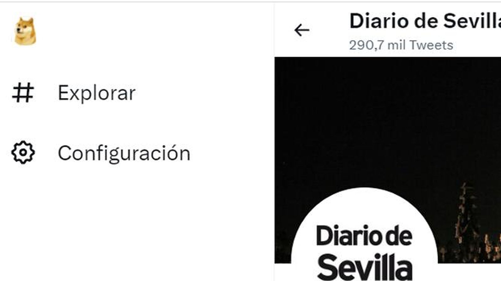 Detalle de la web de Twitter donde se ve el perro donde estuvo el logo