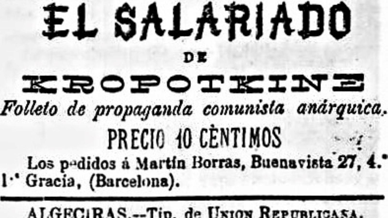 'El Salariado', folleto comunista, distribuido por los republicanos locales.