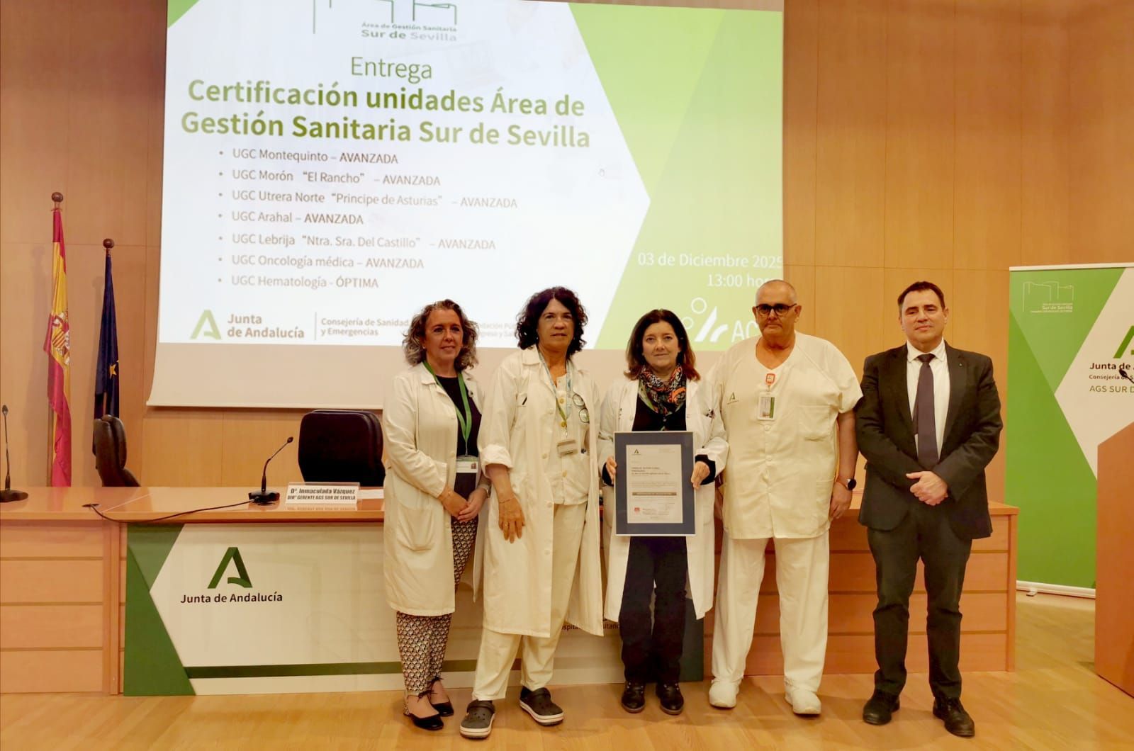 Acto de entrega de la acreditación de la Agencia de Calidad Sanitaria de Andalucía.
