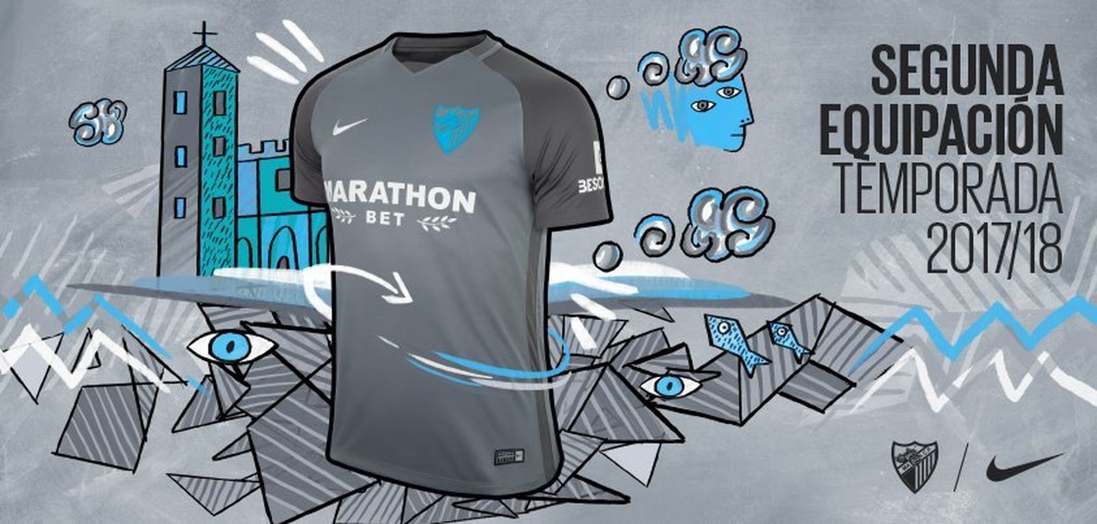 La segunda camiseta del Málaga 2017/18