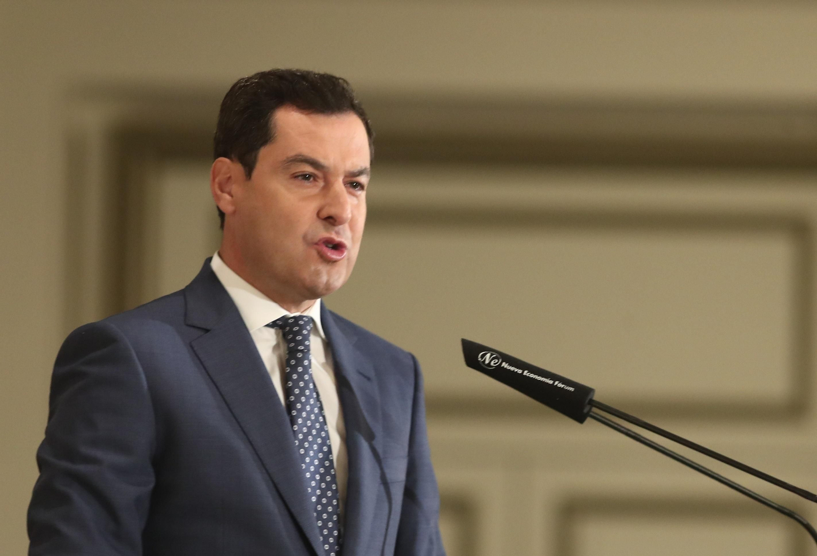 El presidente de la Junta, Juanma Moreno, durante una intervención.