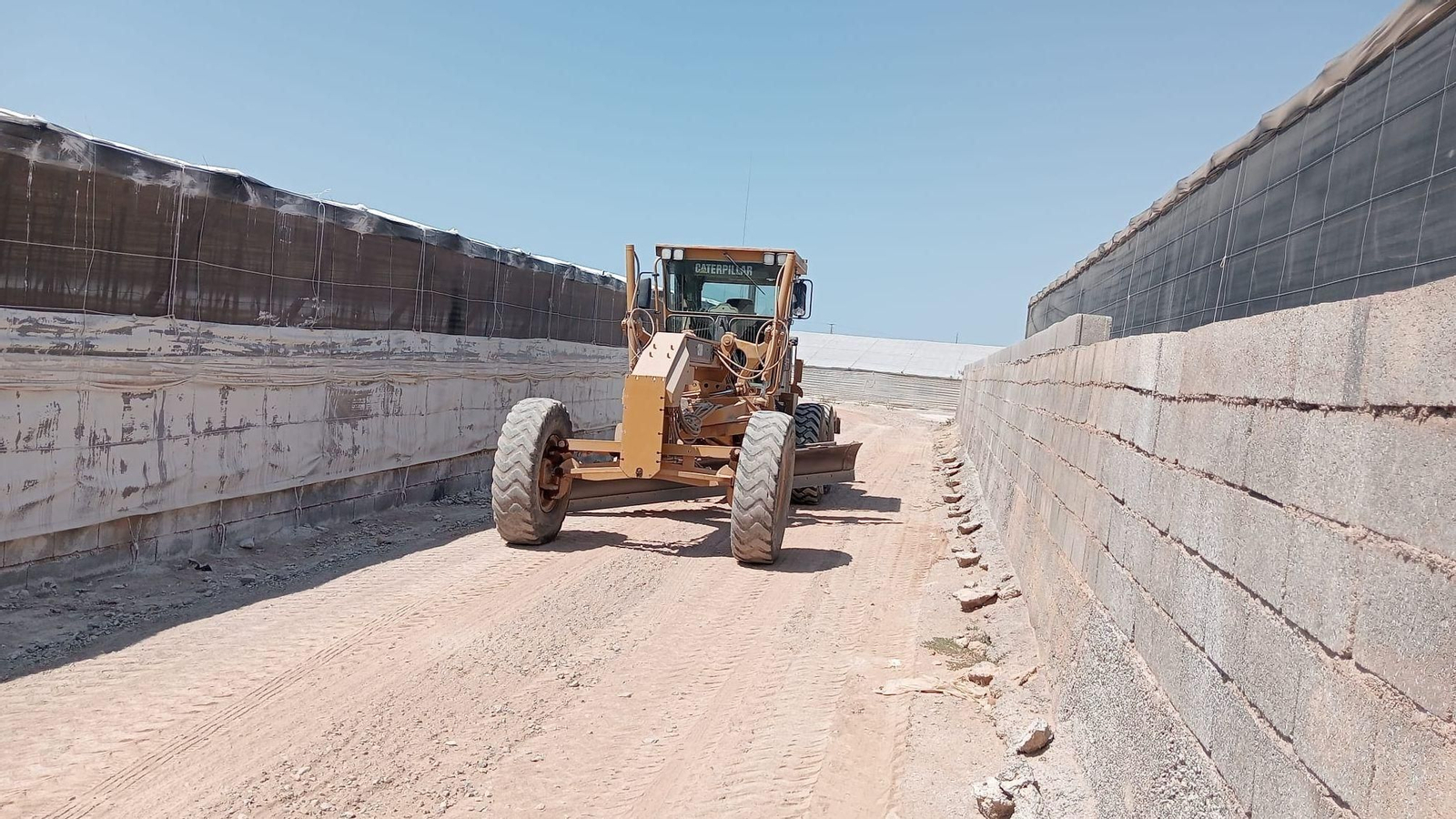 Trabajos de limpieza en un camino rural de El Ejido.