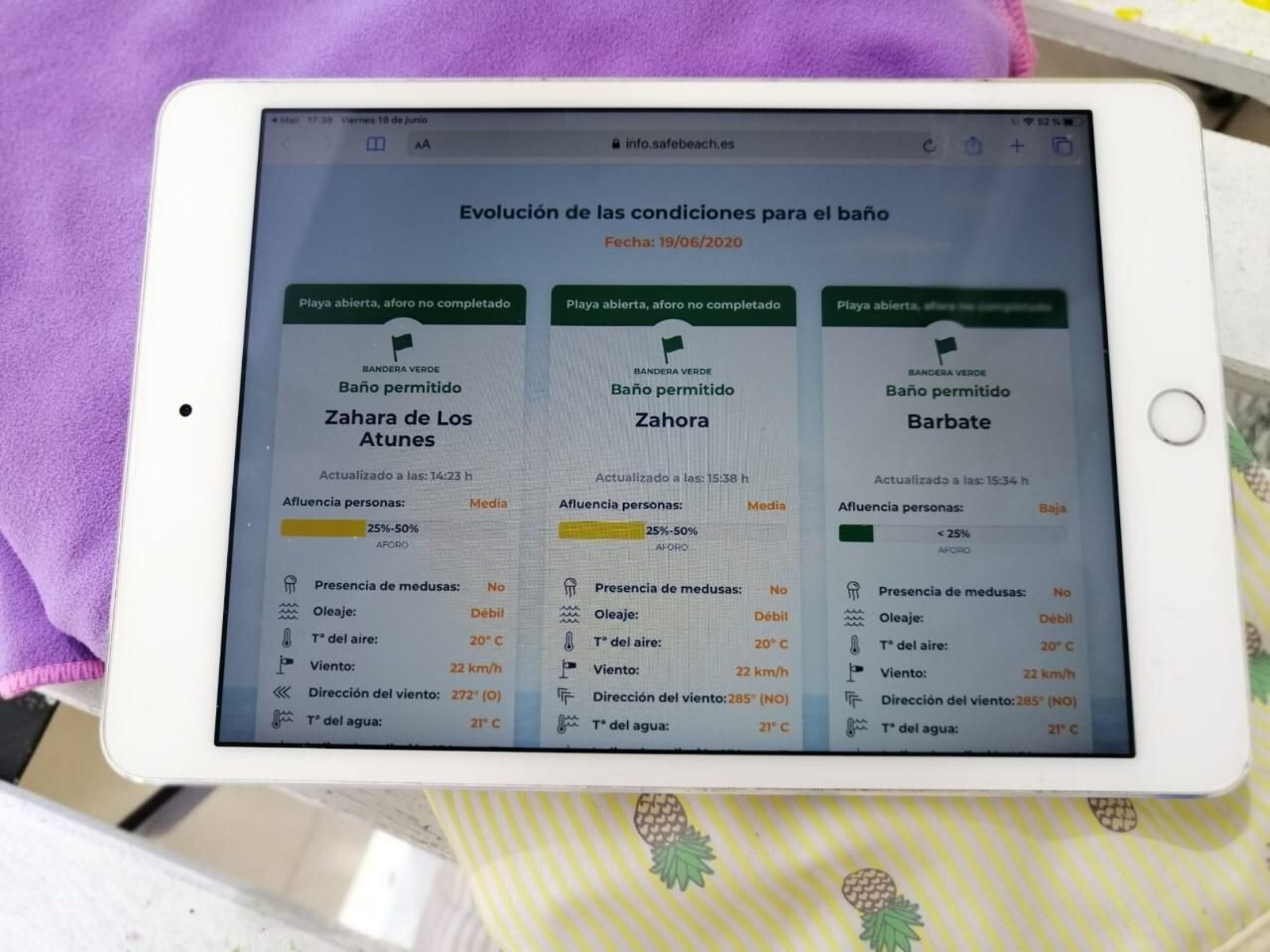 Web donde se puede consultar la información sobre las playas de Barbate.