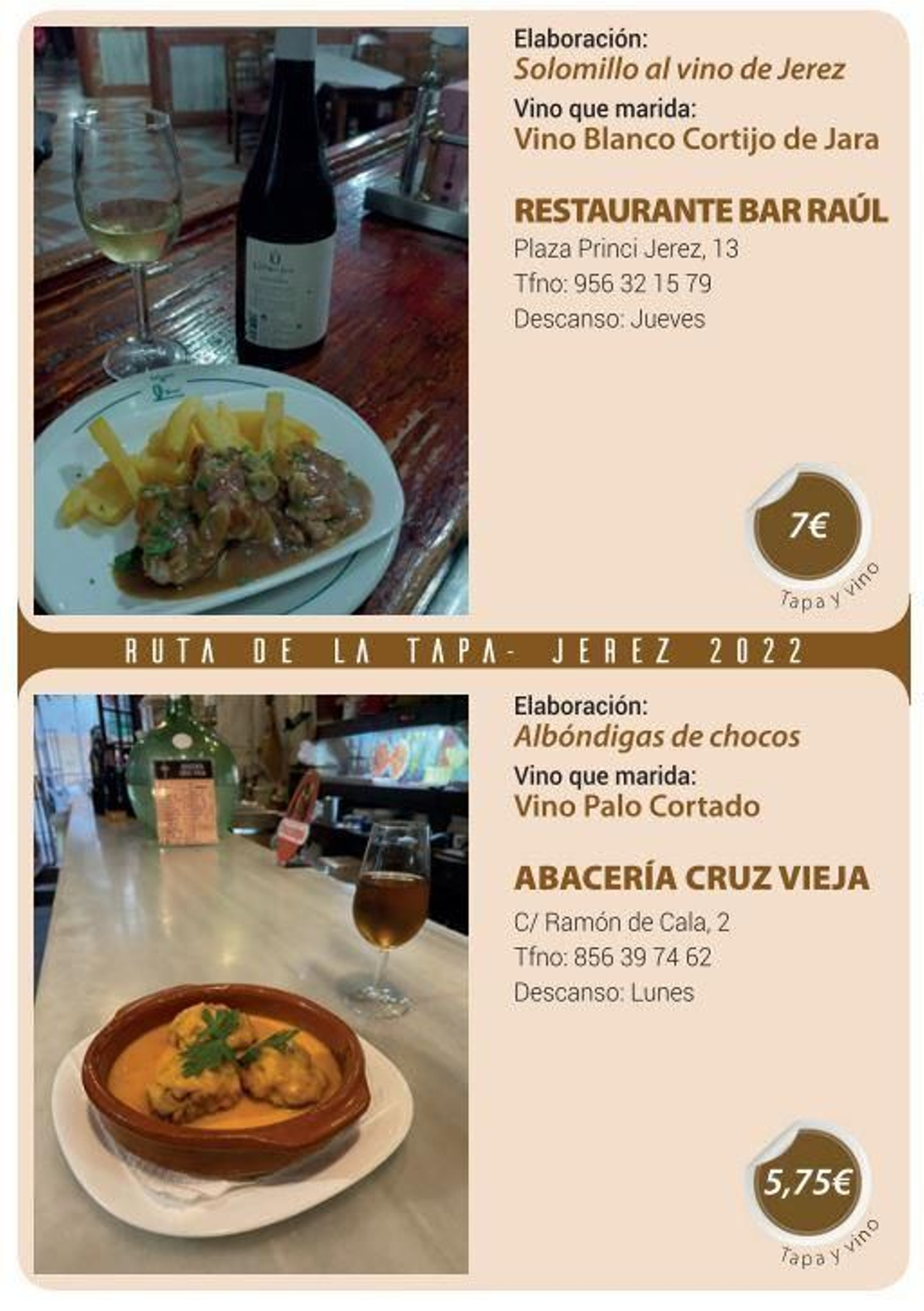 Ruta de la Tapa 'DesTapa Jerez': establecimientos, tapas maridadas y precios