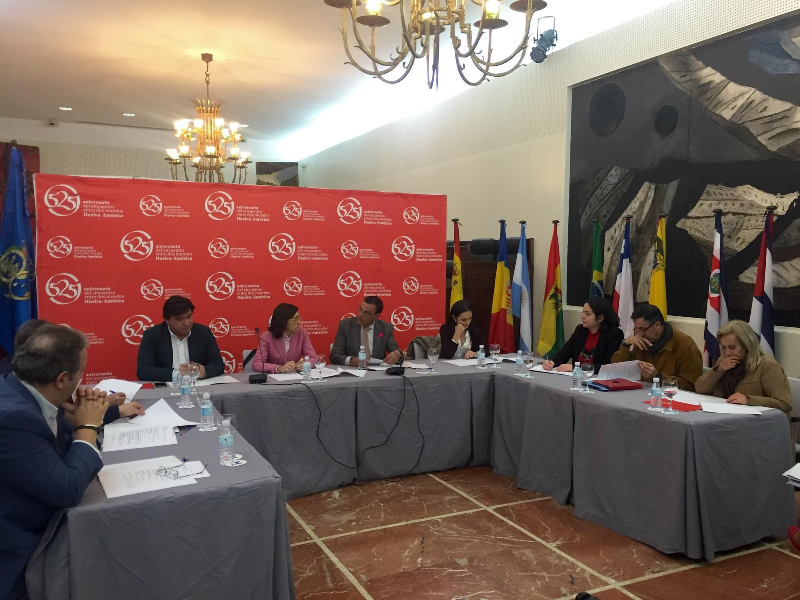 Los miembros del comité organizador, durante la reunión mantenida ayer en la Diputación.