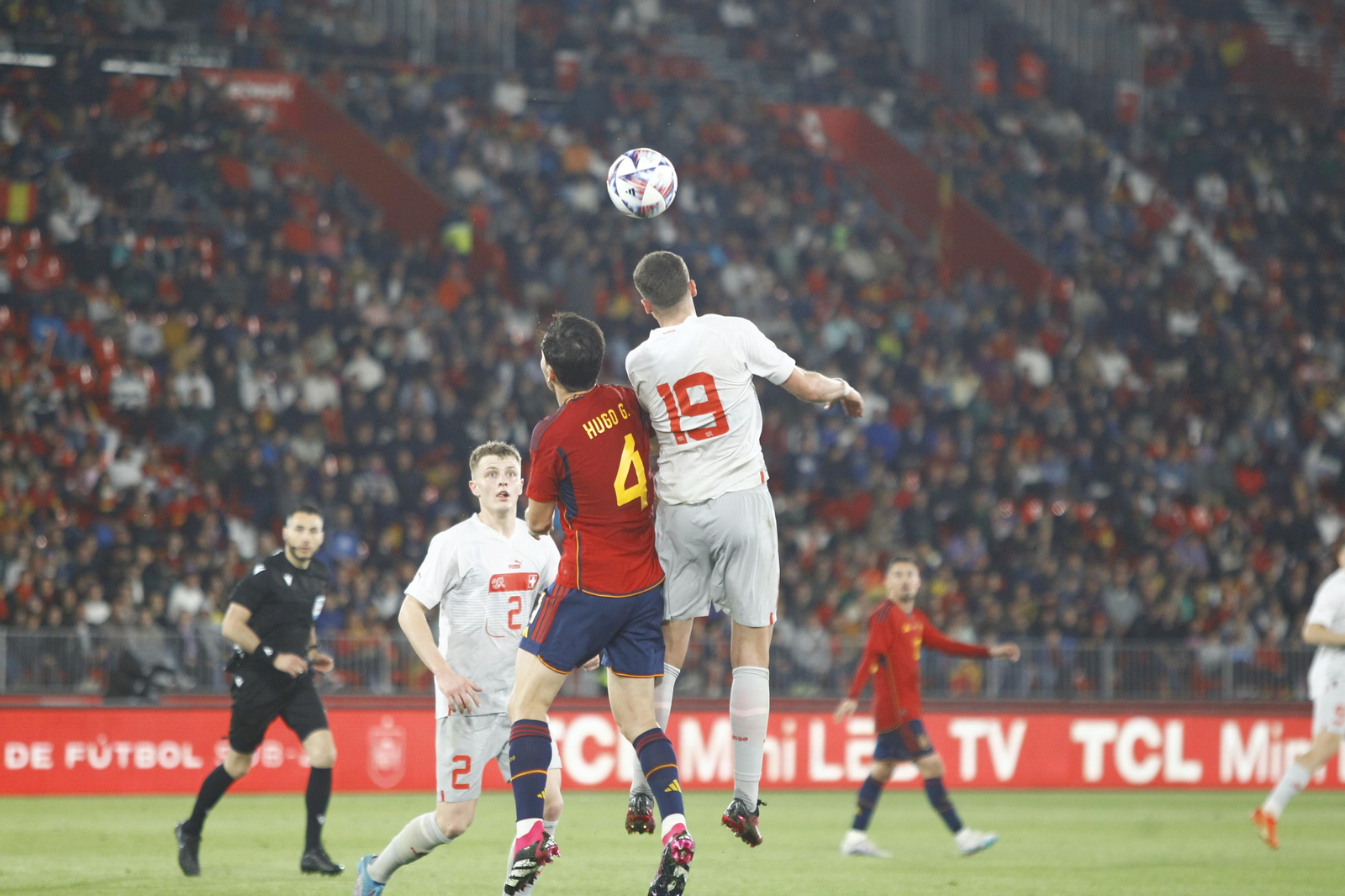 Imágenes del partido de fútbol amistoso entre las selecciones de España y Suiza Sub 21, disputado en Almería