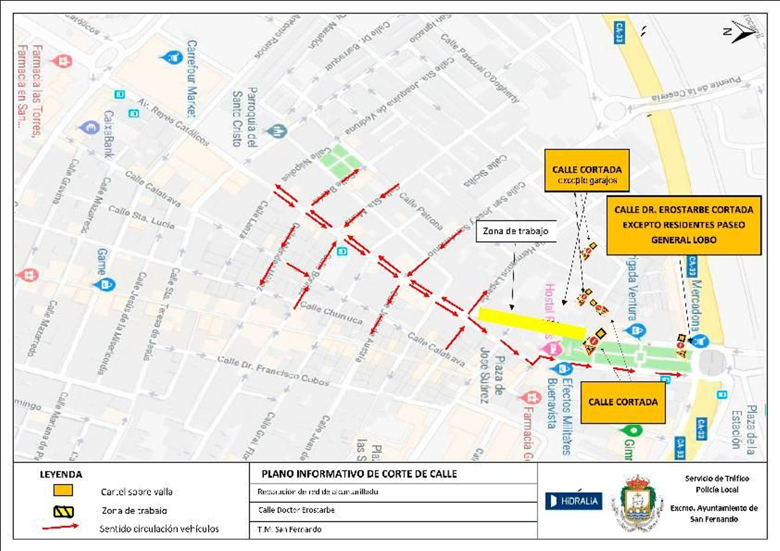 Cambios de tráfico por las obras de la calle Doctor Erostarbe y de la Glorieta