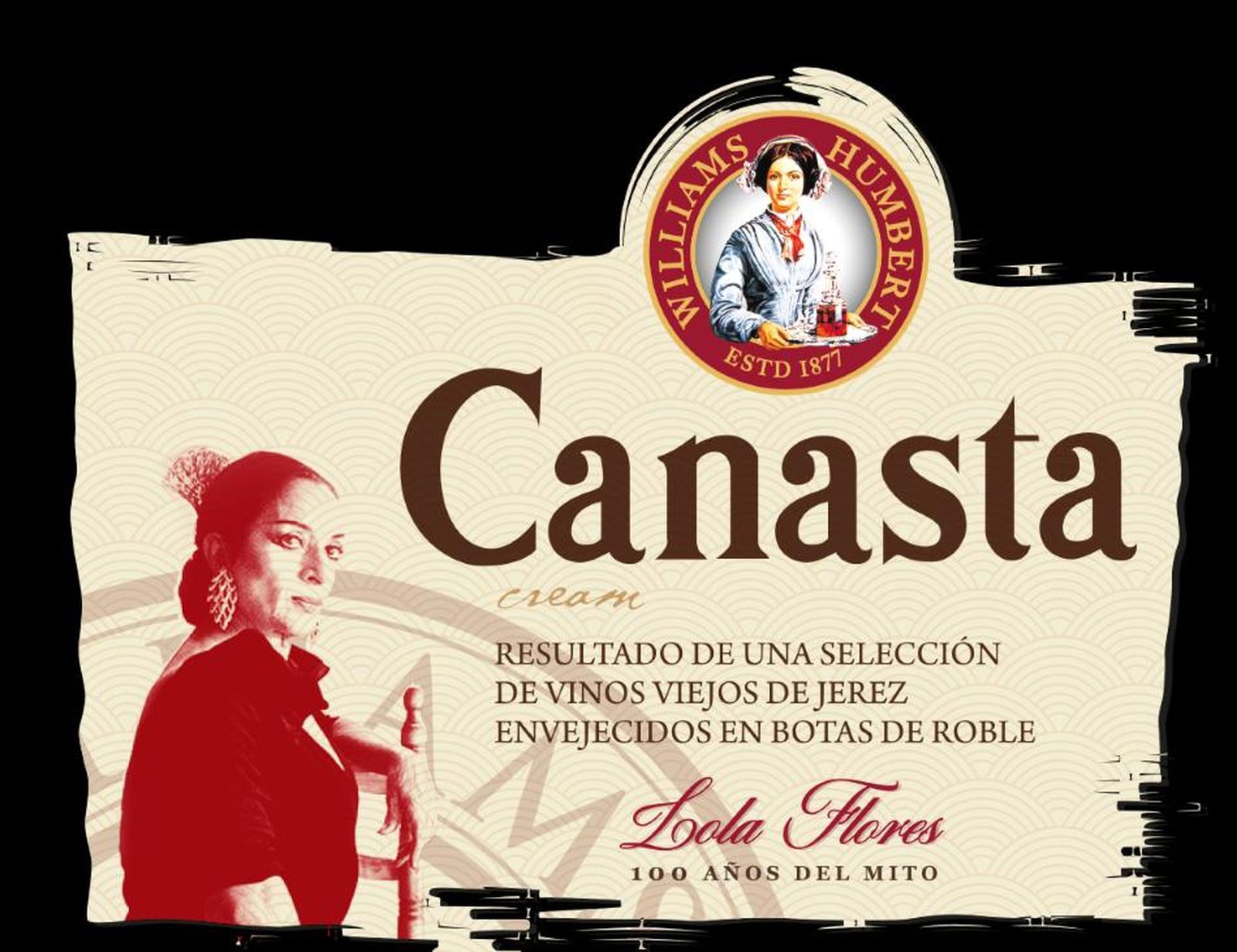 Etiqueta dedicada a Lola Flores por la bodega Williams Humbert