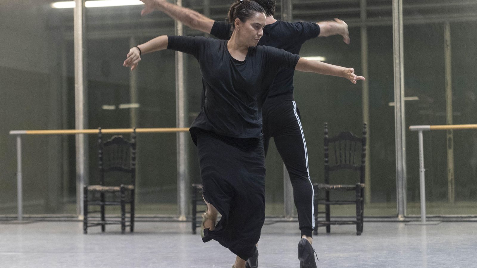 Carrasco ensaya junto con David Coria.