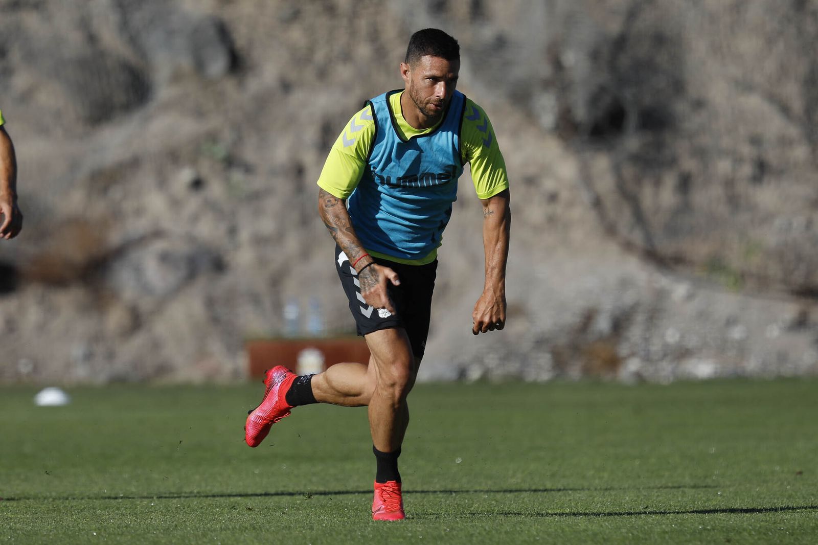Rubén Castro, en un entrenamiento con Las Palmas la pasada campaña.