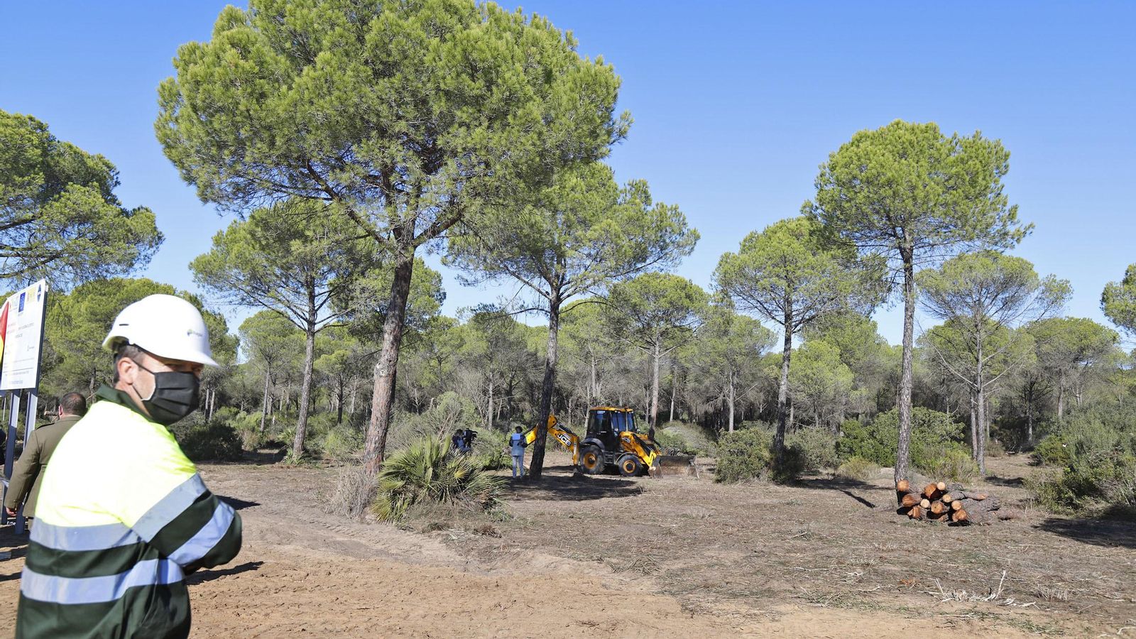 Los trabajadores de la empresa Tragsa son los encargados del desbroce de los terrenos.