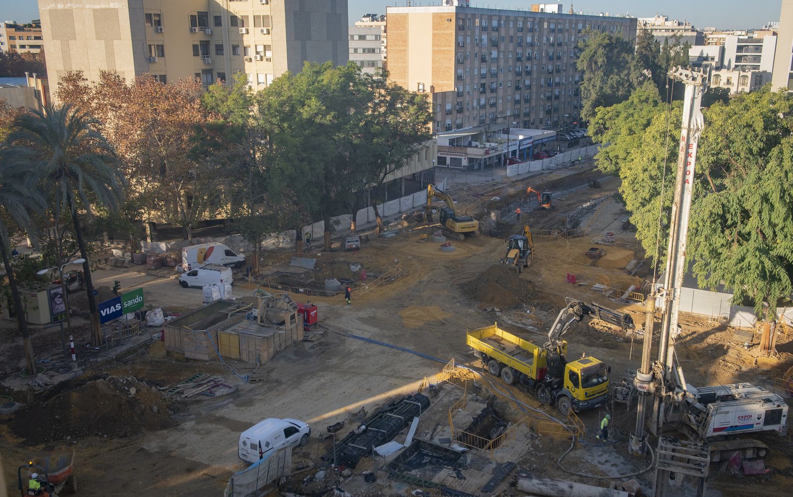 Imágenes de las obras en Ramón y Cajal para el túnel del tranvía