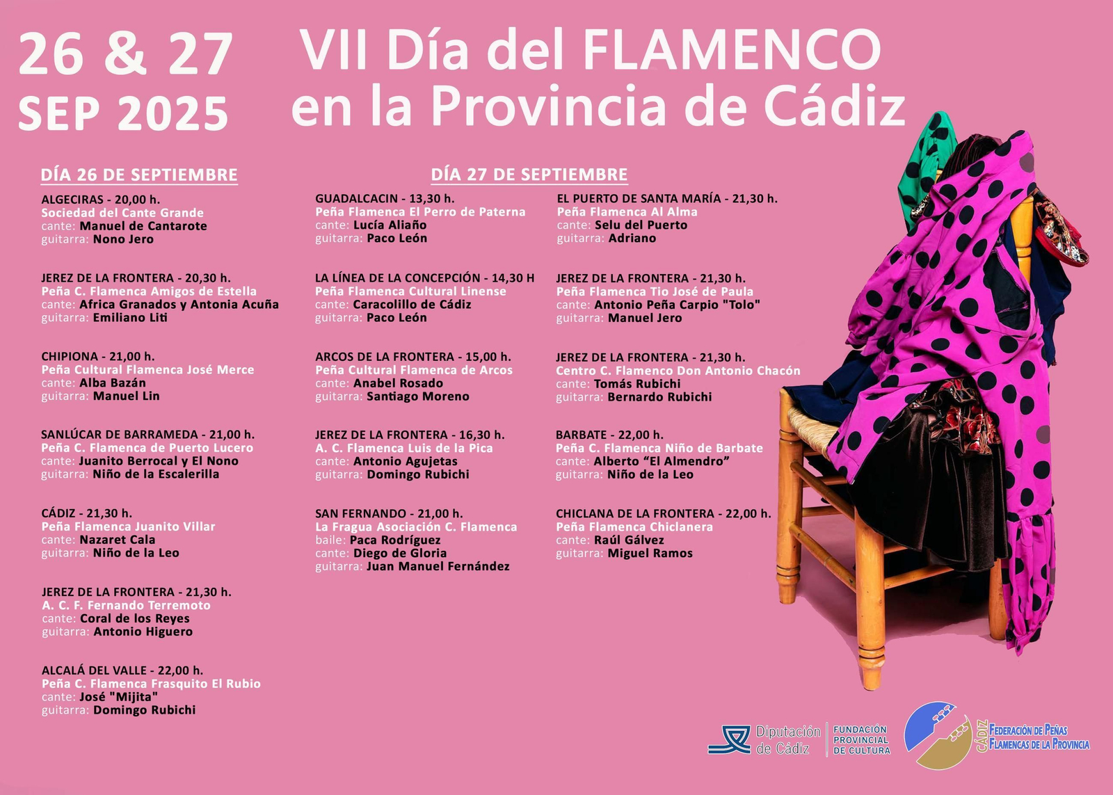 Cartel del Dia del Flamenco en la Provincia, con cinco recitales en Jerez y uno en Guadalcacín.