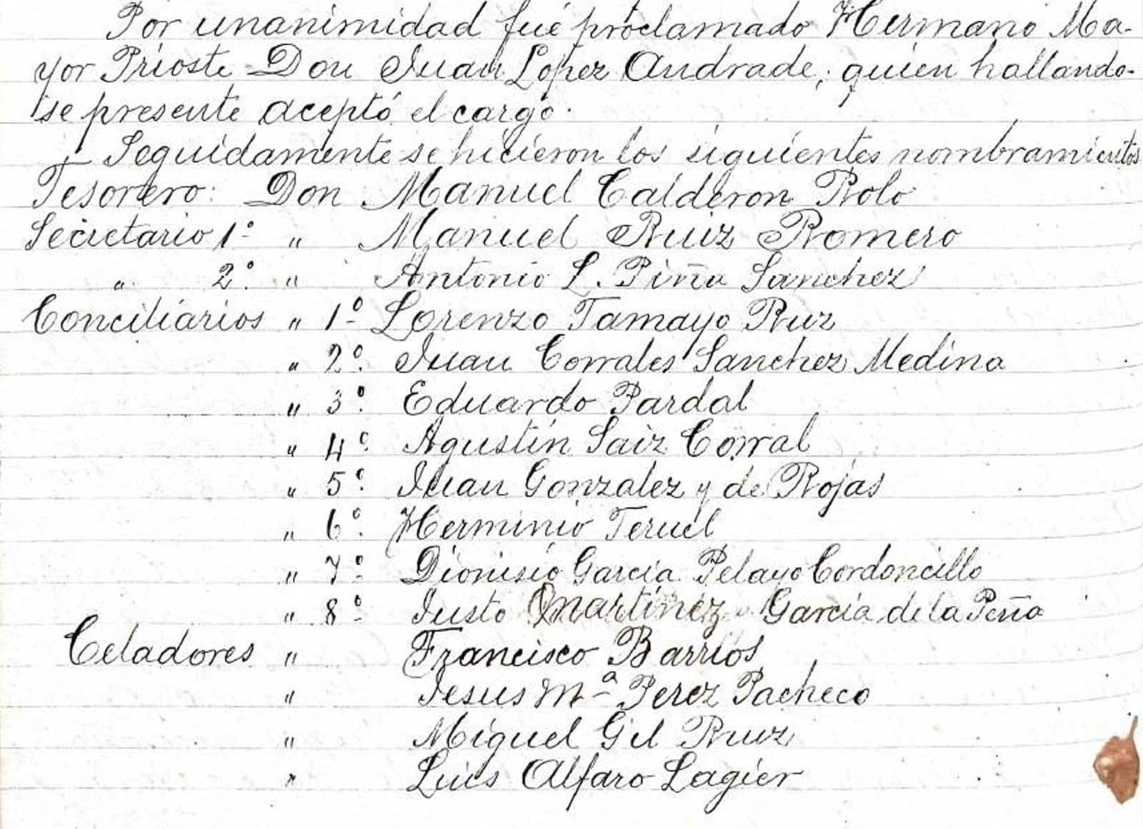 Composición de la Junta de gobierno de 1925.