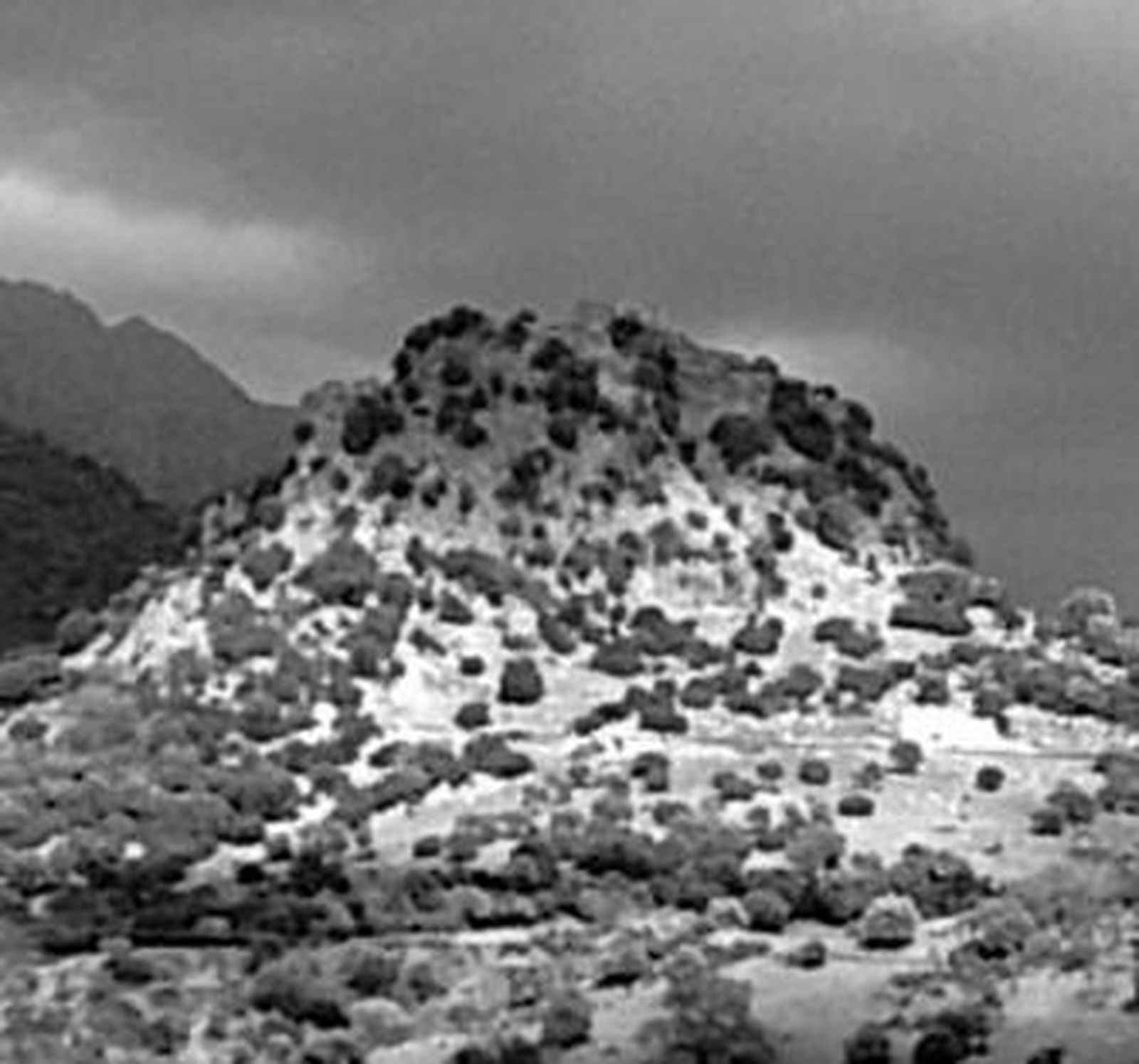 Vista de el cerro en el que se alza el castillo de Aznalmara.