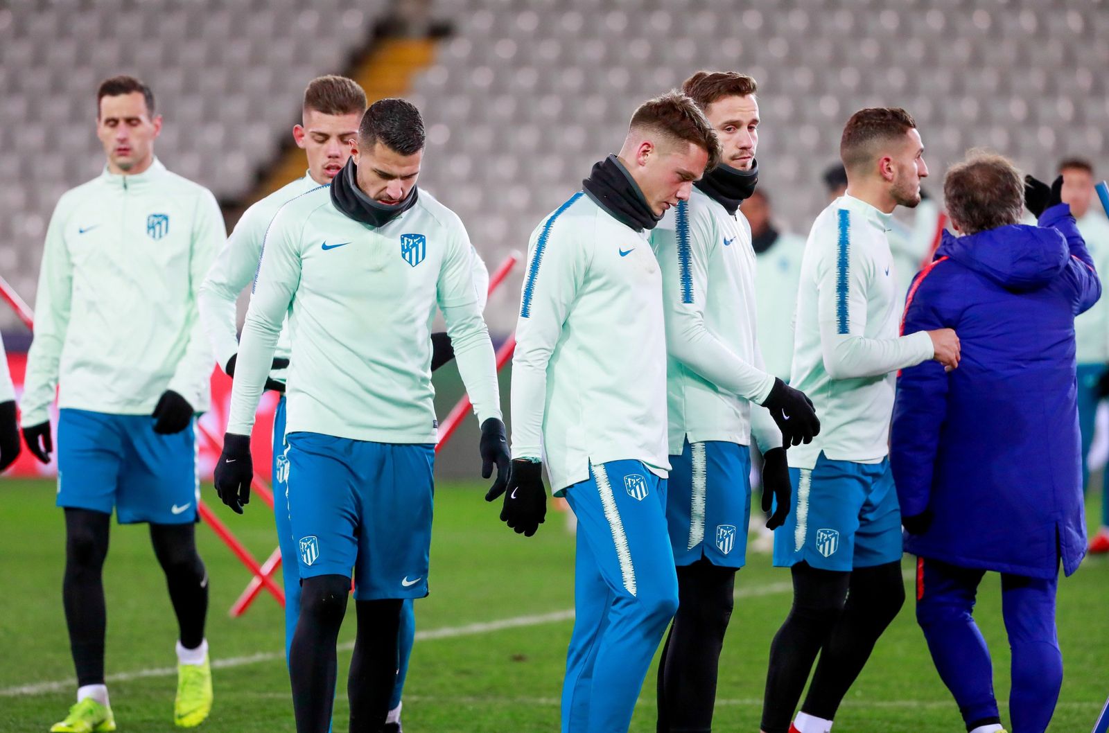 Los jugadores del Atlético de Madrid  entrenando