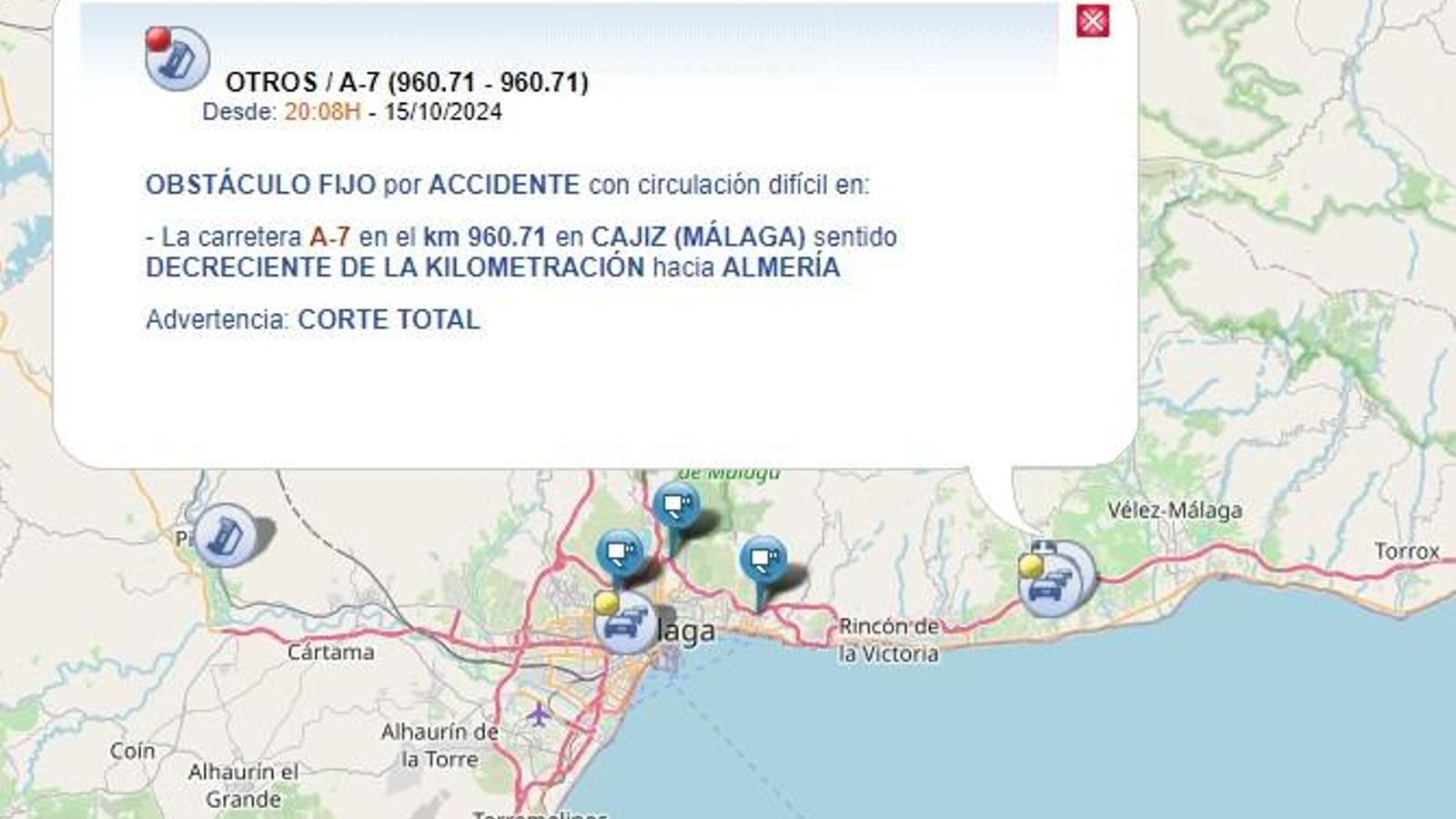 Accidente en la A-7 sentido Cajiz