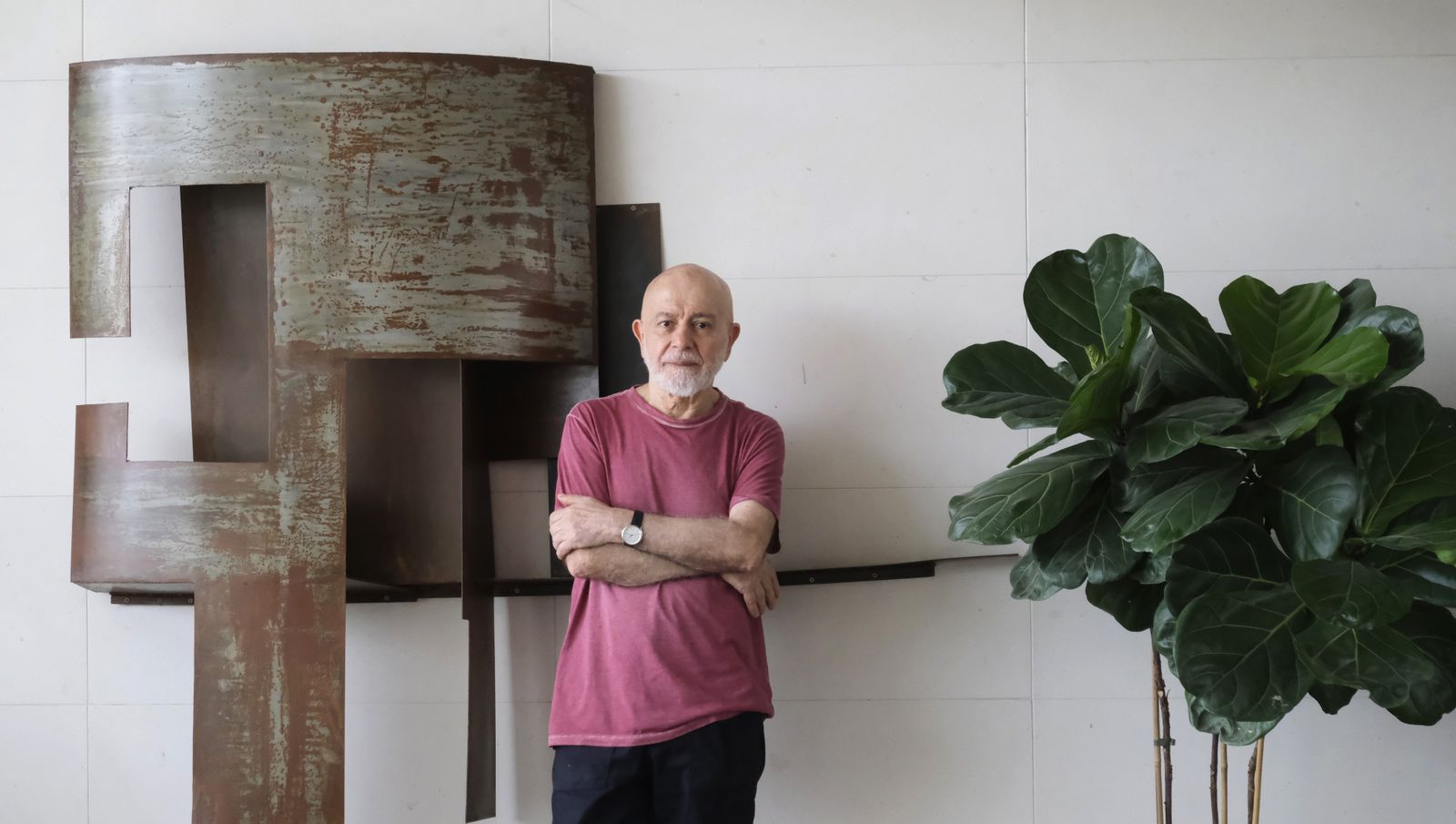 Hugo Mujica antes de la entrevista.