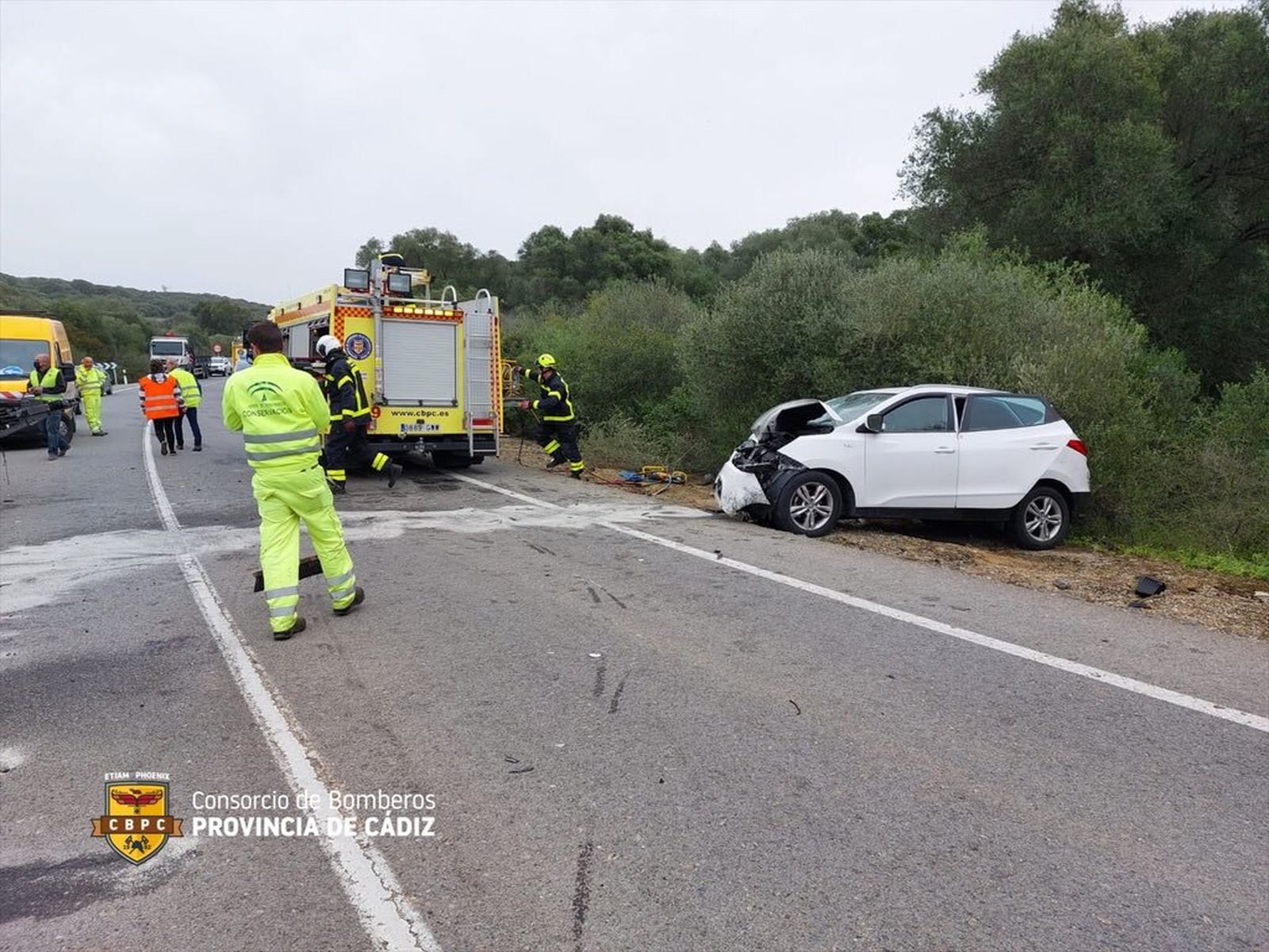 El coche accidentado en la A-396.