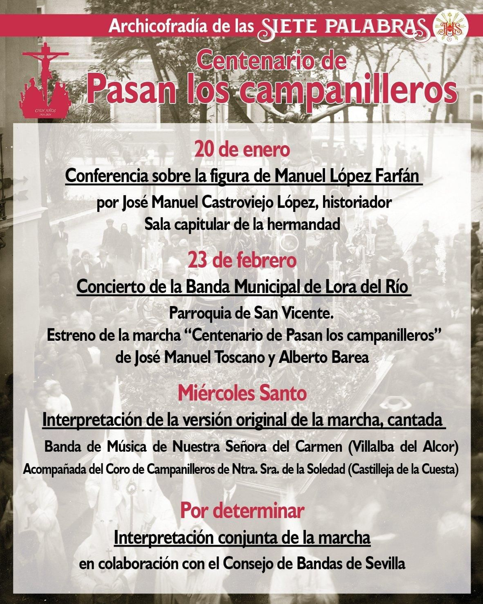 Programa de actos completo del centenario de Pasan los campanilleros