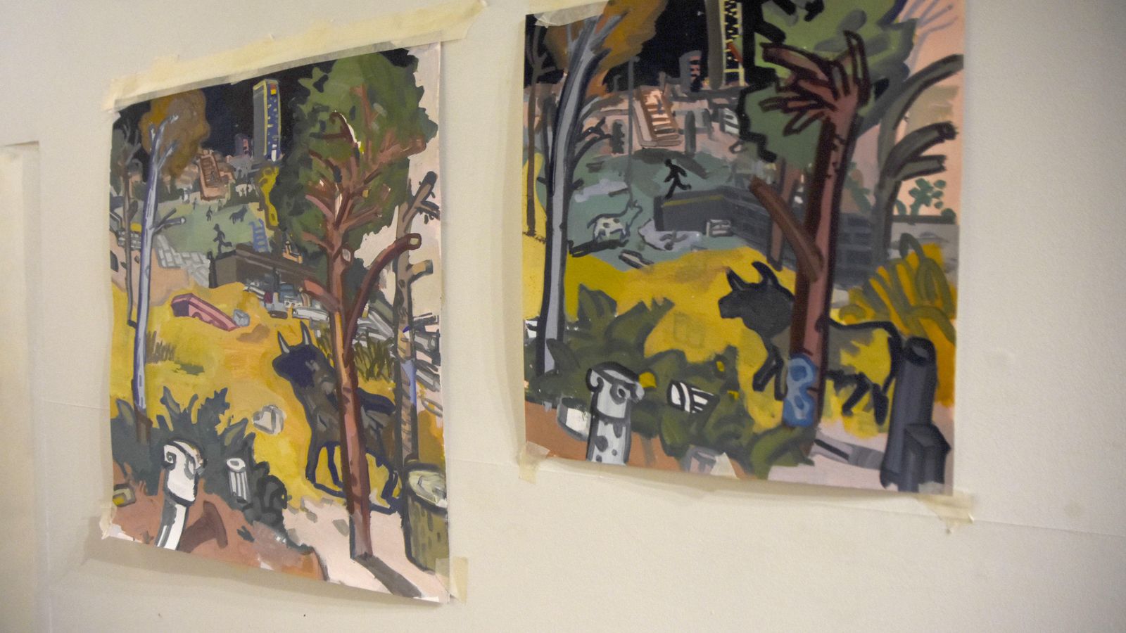 Dos bocetos que se exhiben en el Taurino.