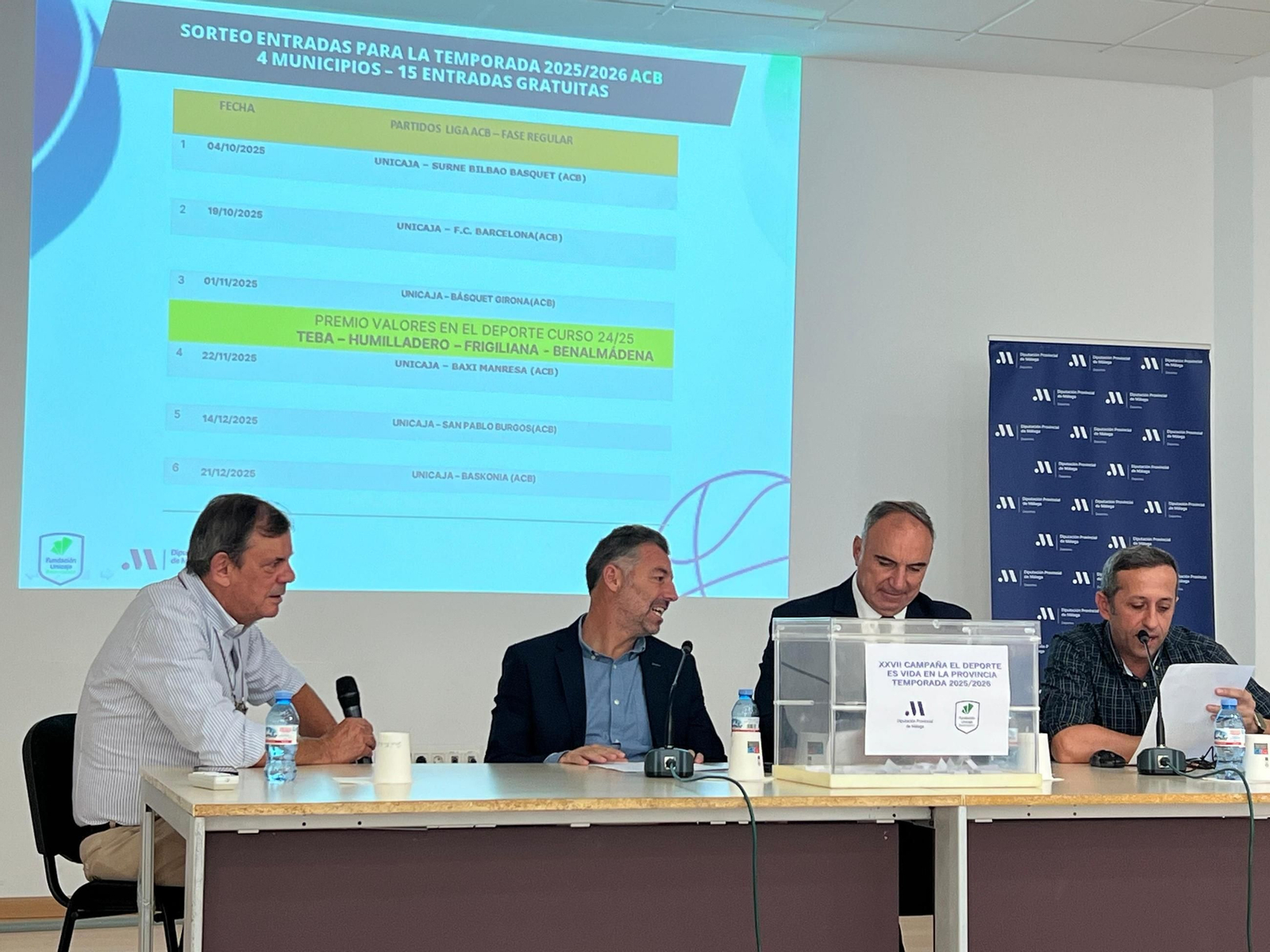 La Diputación y el Unicaja llevarán a 2.000 malagueños de 70 municipios a los partidos del club