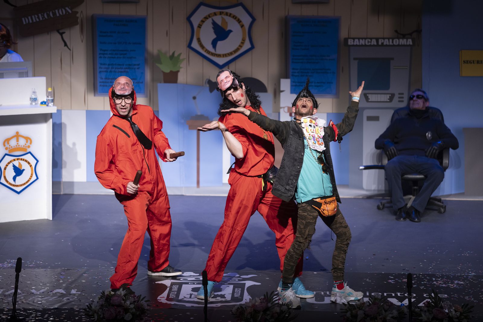 Imágenes de la actuación del cuarteto de Huelva "El plan Bellavista" en el Carnaval Colombino