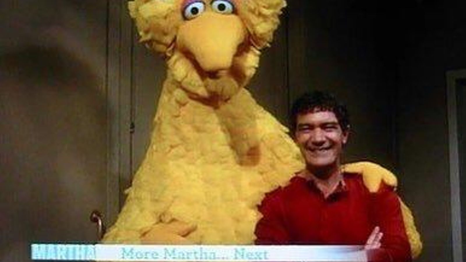 Antonio Banderas con otra de los fotos que ha compartido sobre su entrevista con Big Bird Antonio Banderas con otra de los fotos que ha compartido sobre su entrevista con Big Bird
