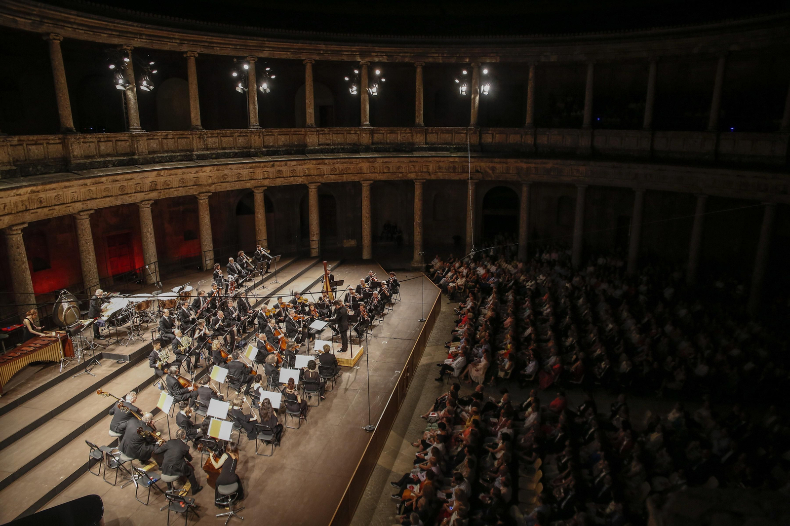 La Orquesta Ciudad de Granada (OCG) en el concierto que ofreció en el Carlos V durante el Festival de este año.