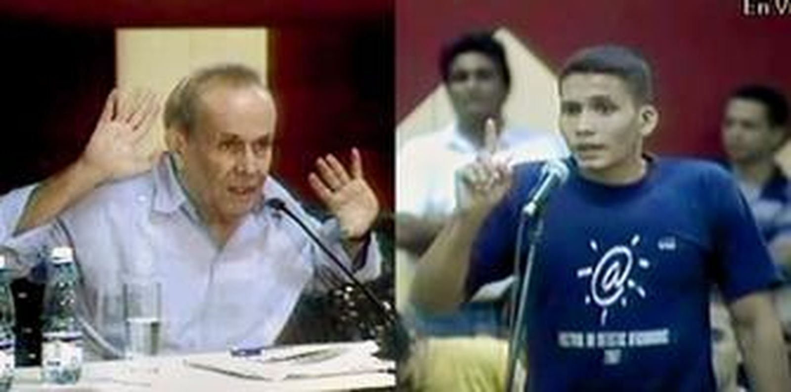 El presidente del Parlamento cubano, Ricardo Alarcón, responde a las cuestiones de unos universitarios.