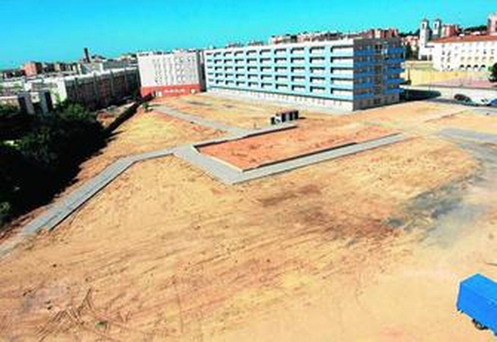 Zona interior de la nueva urbanización del Seminario, donde se construirán espacios libres y unas pistas deportivas. A la derecha irá la plaza.