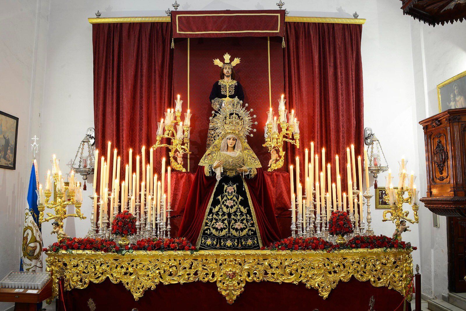 Altar de las imágenes titulares de Sentencia para este Miércoles Santo en la Merced.
