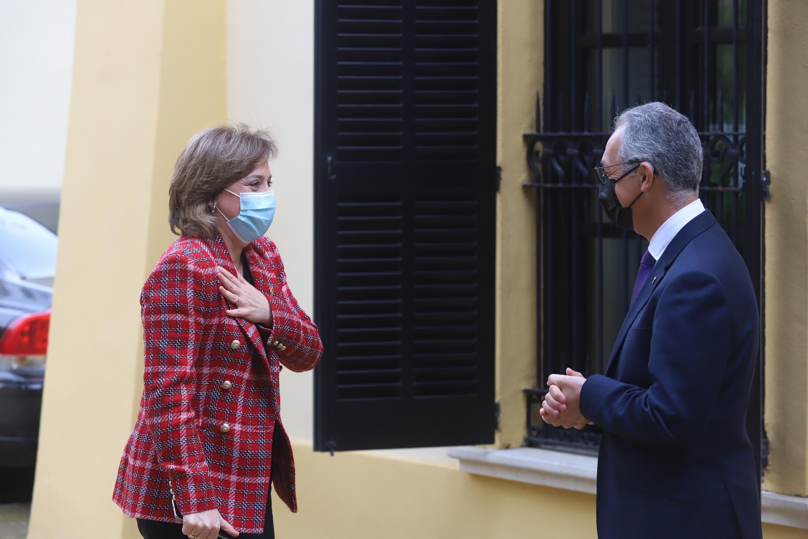Sandra García, a su llegada a la Mancomunidad, este miércoles.