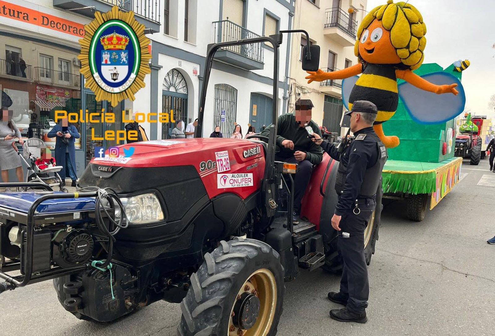 Uno de los controles practicados a los tractoristas este sábado en Lepe