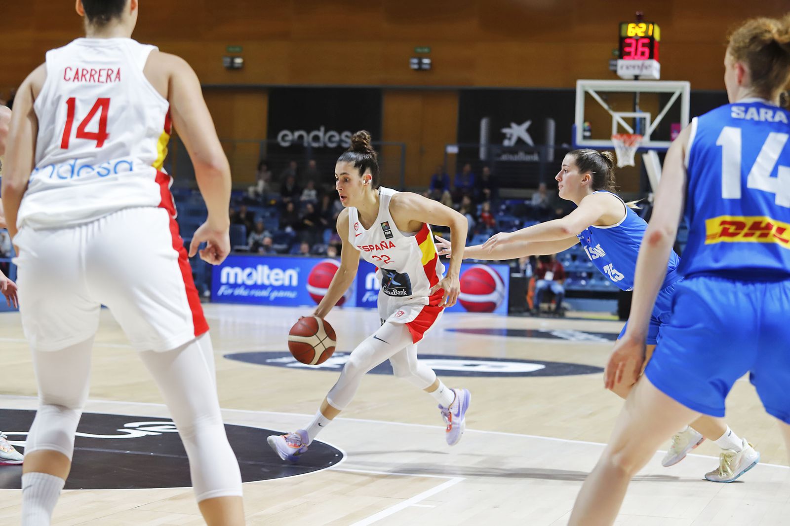 Imágenes del partido de la Selección Española femenina de baloncesto contra Islandia en Huelva