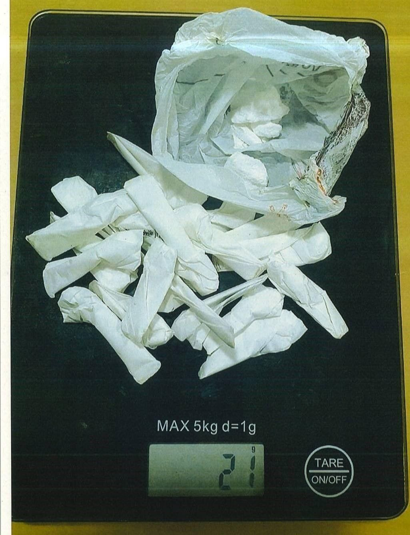 Cocaína en envoltorios sustraída.