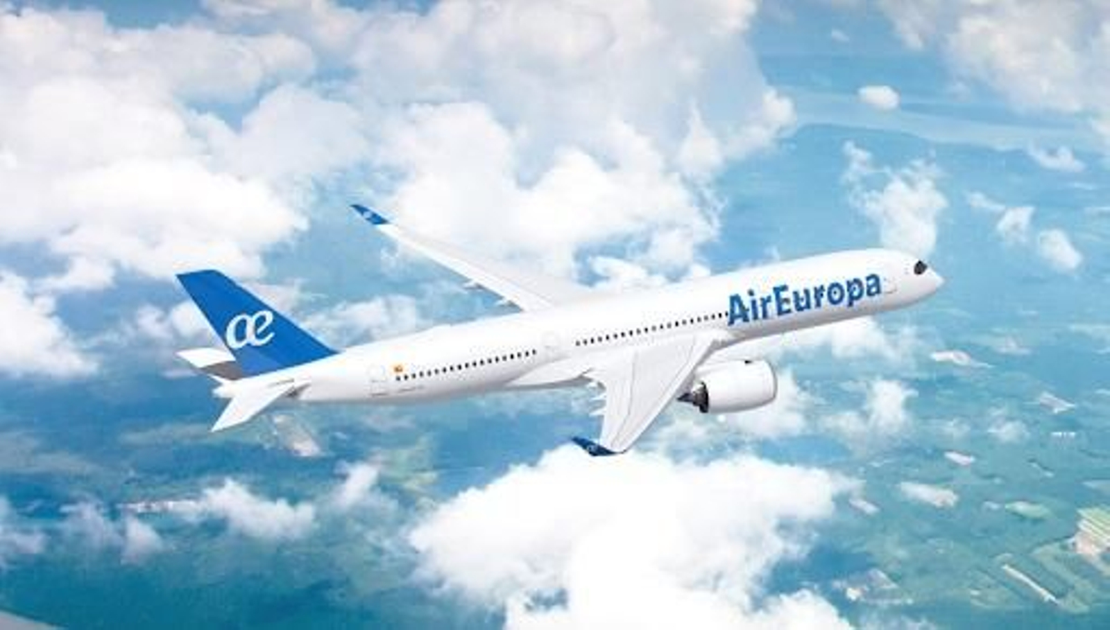 Render de un avión A350-900 con el logo de Air Europa.