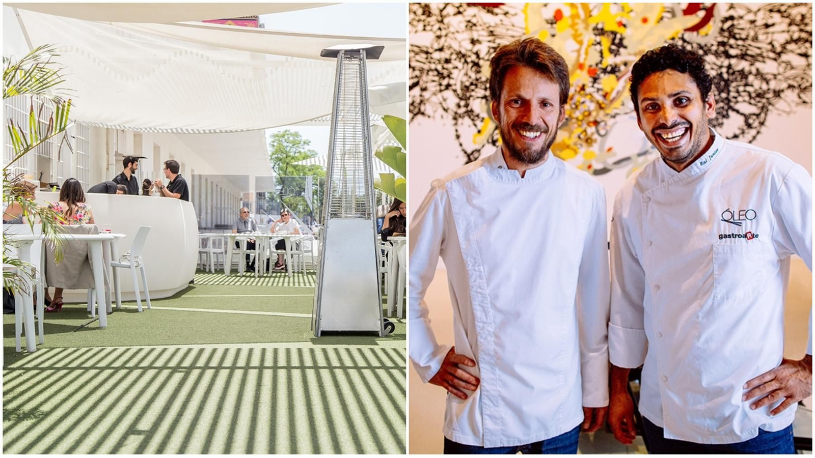 La terraza de Óleo junto al CAC, Sergio del Río y Rui Junior.