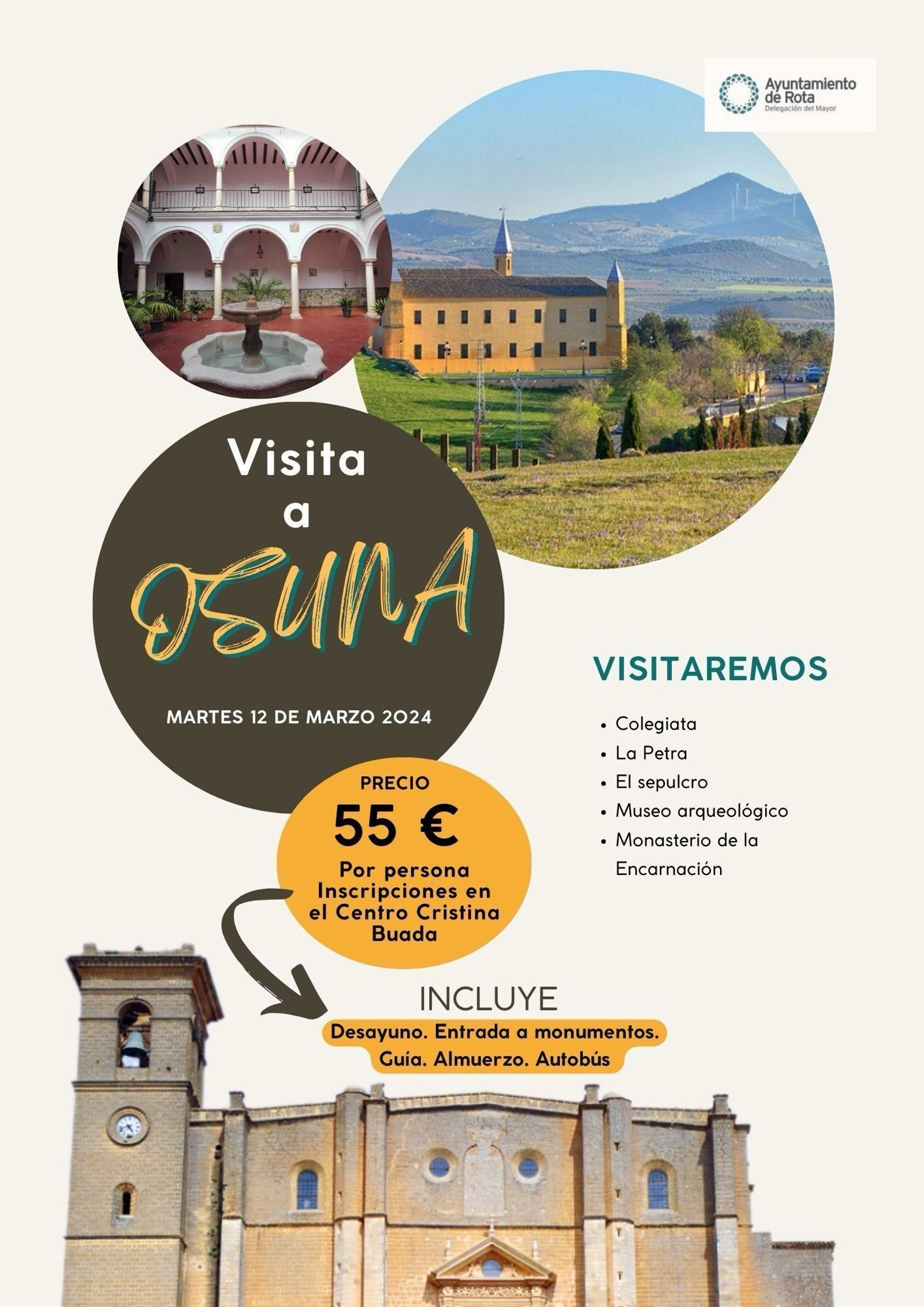 Cartel de la visita a Osuna organizada por el Ayuntamiento de Rota.