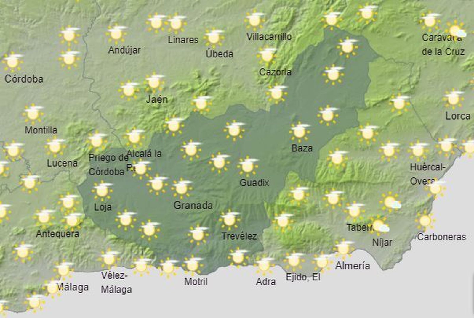 Habrá nubes altas en toda la provincia de Granada.