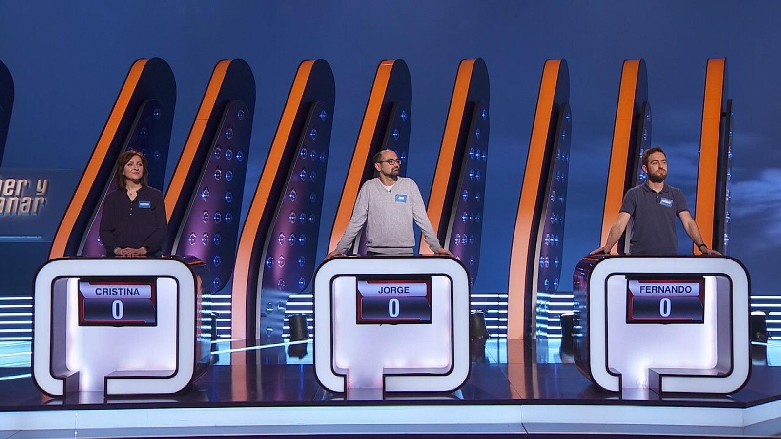 La disposición de los tres concursantes en 'Saber y ganar'