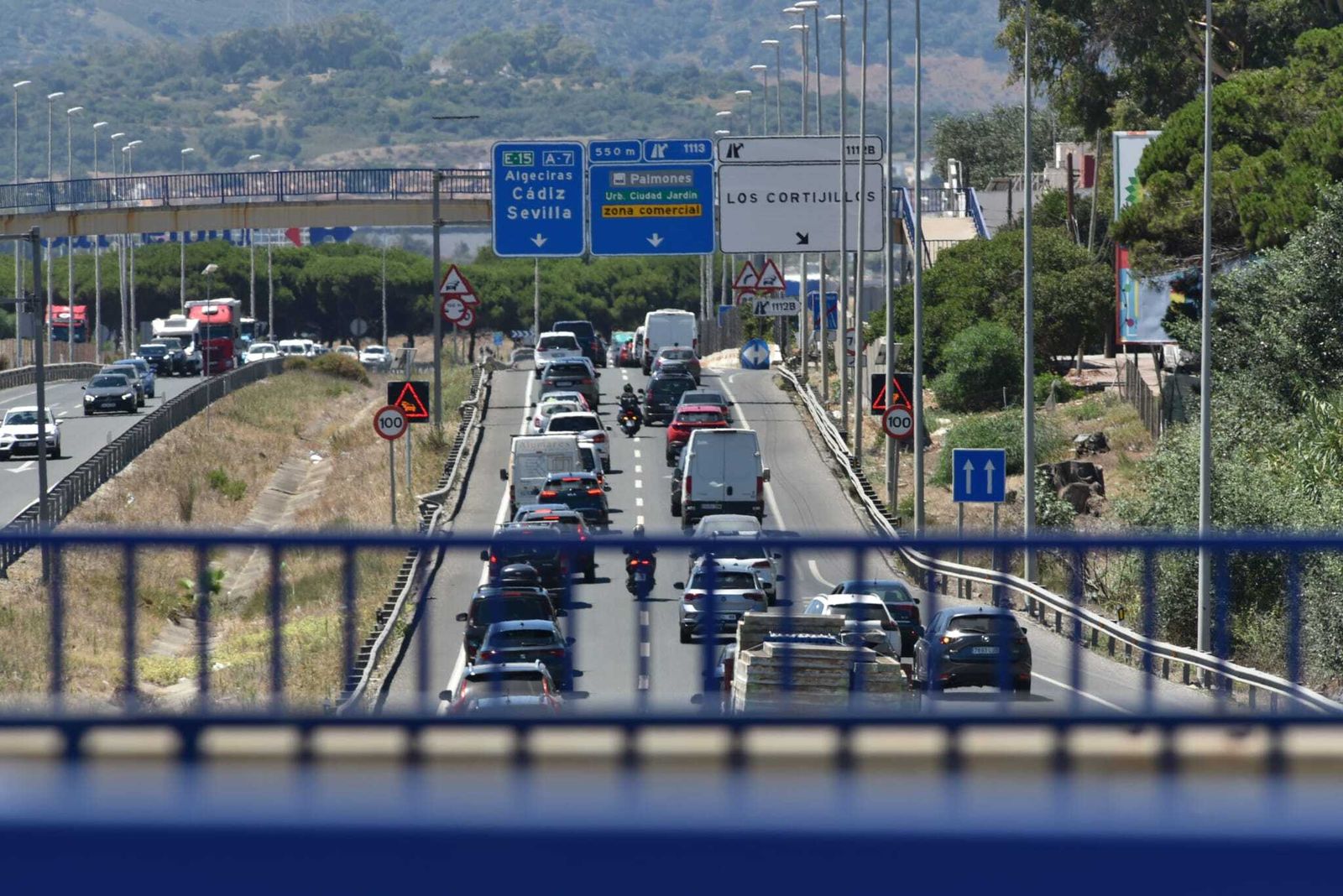Atasco en la A-7, a la altura de Palmones, en imagen de archivo