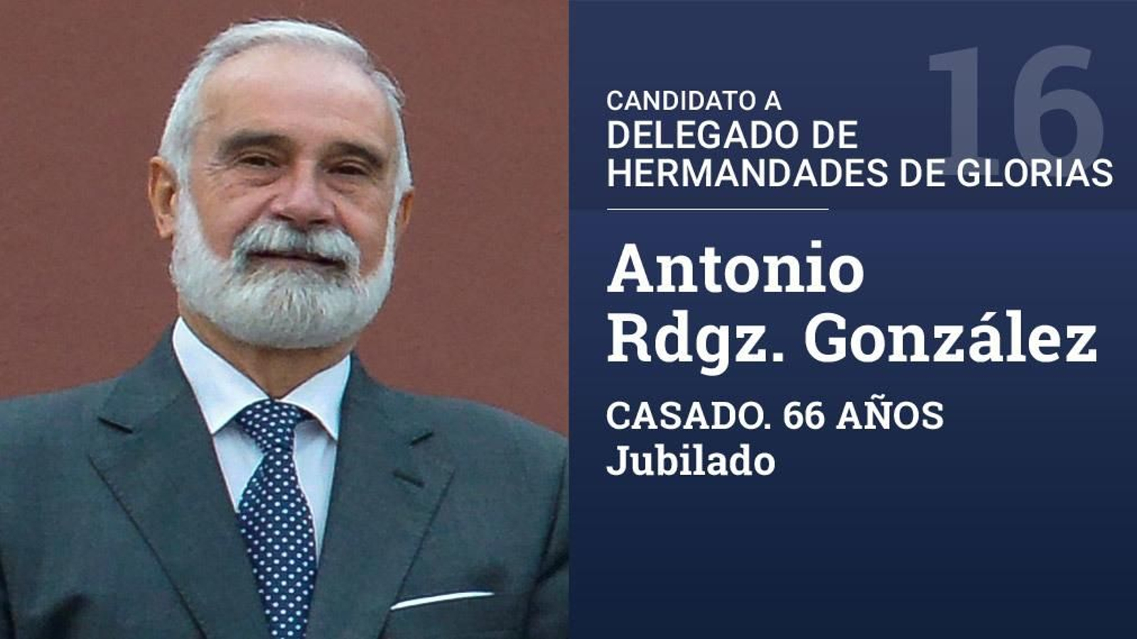 Ha desarrollado su vida profesional en el sector aeronáutico, estando en la actualidad jubilado. Es hermano mayor de la Hermandad de la Virgen de la Luz.