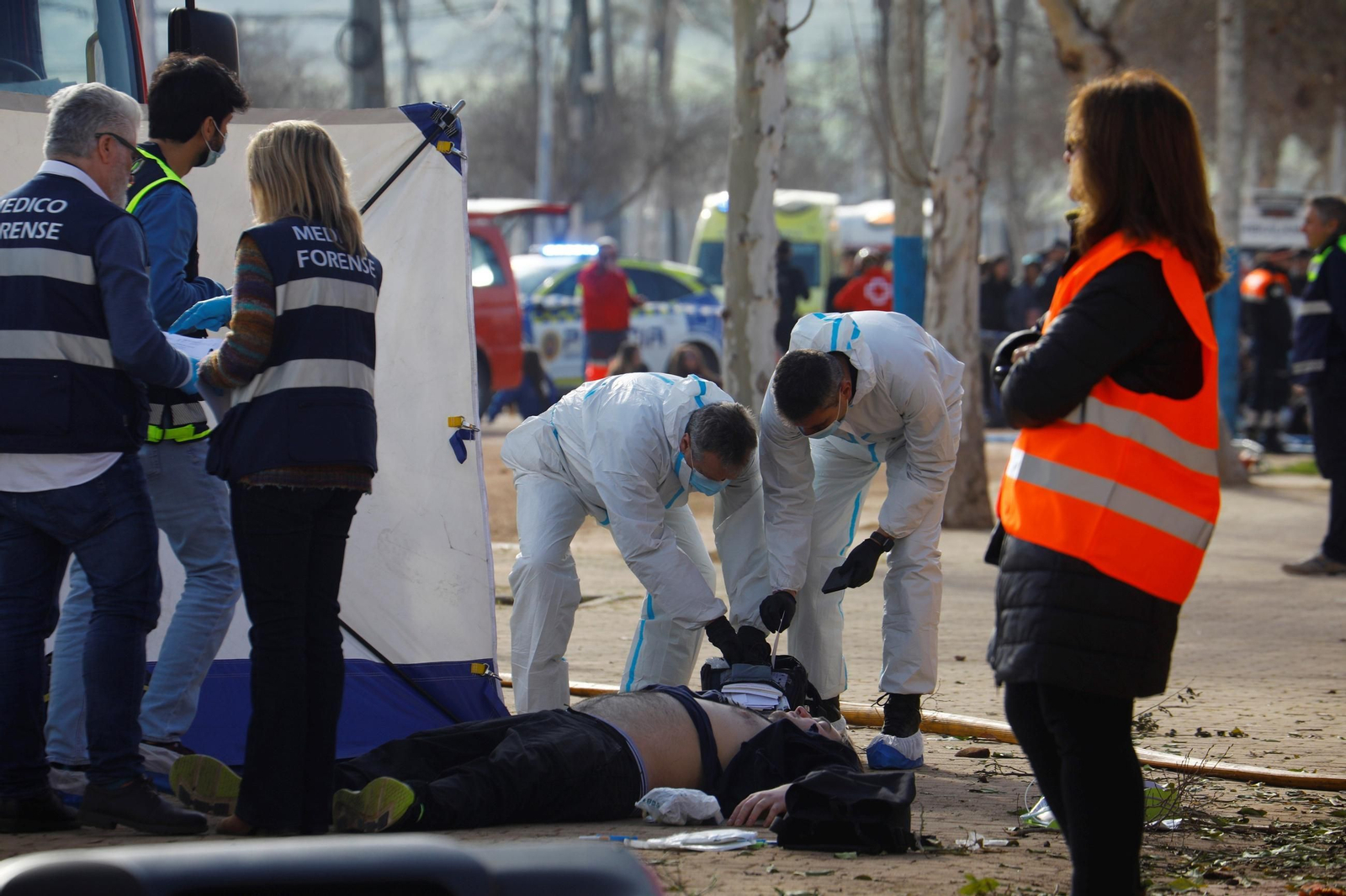 El simulacro de actuación ante una explosión en la Feria de Córdoba, en imágenes