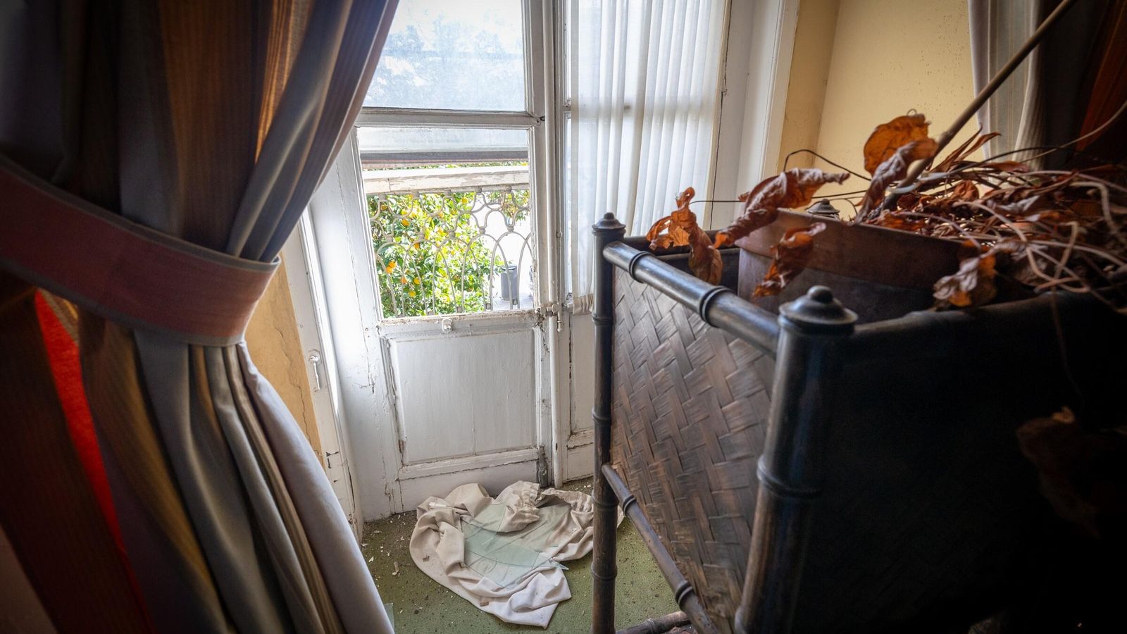 La ventana por la que entraron en la Biblioteca del Casino Gaditano.