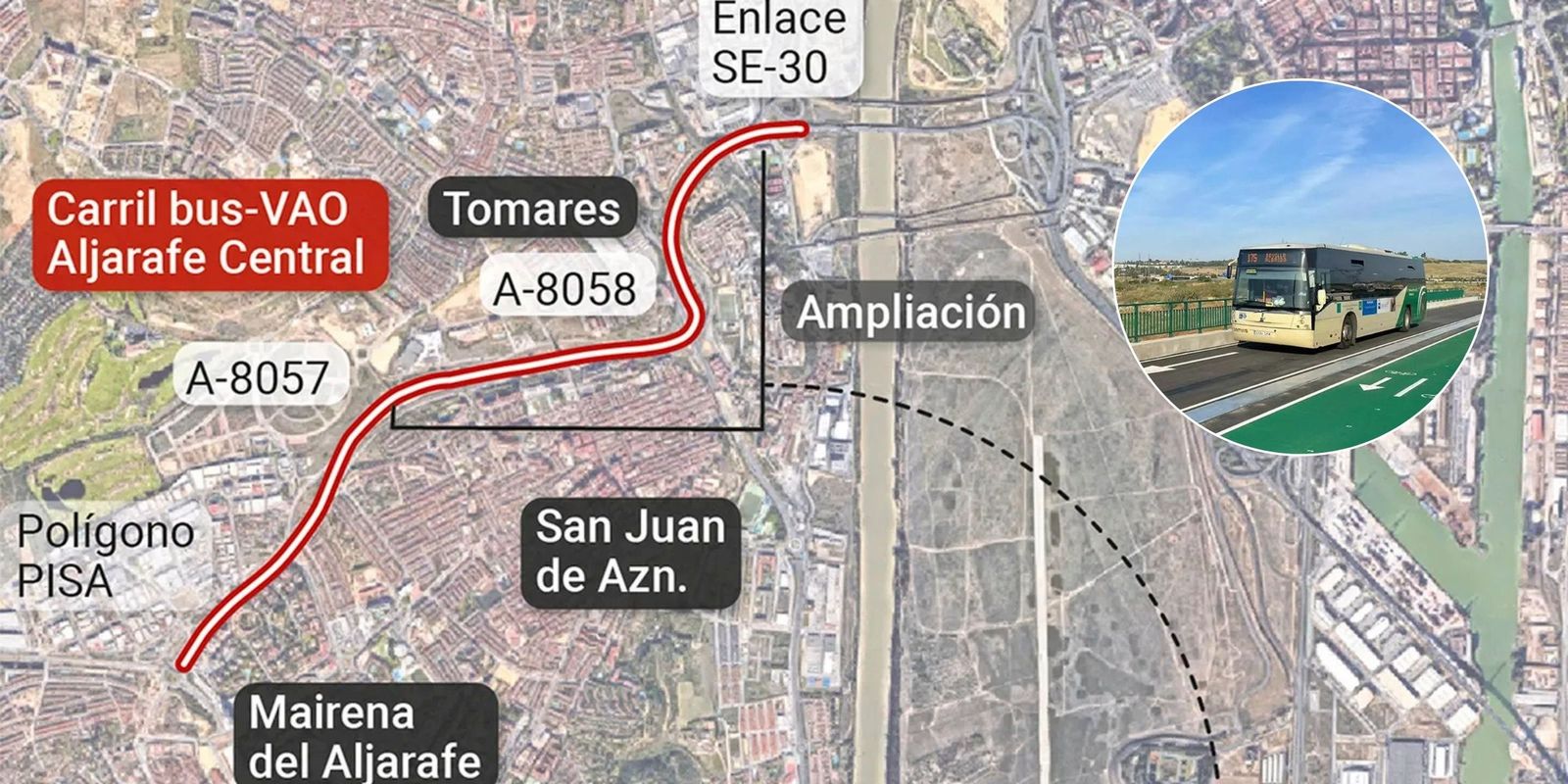 La velocidad máxima permitida en el carril BUS-VAO Aljarafe Central será de 100 km/h en el primer tramo, y de 60 km/h, en el segundo.