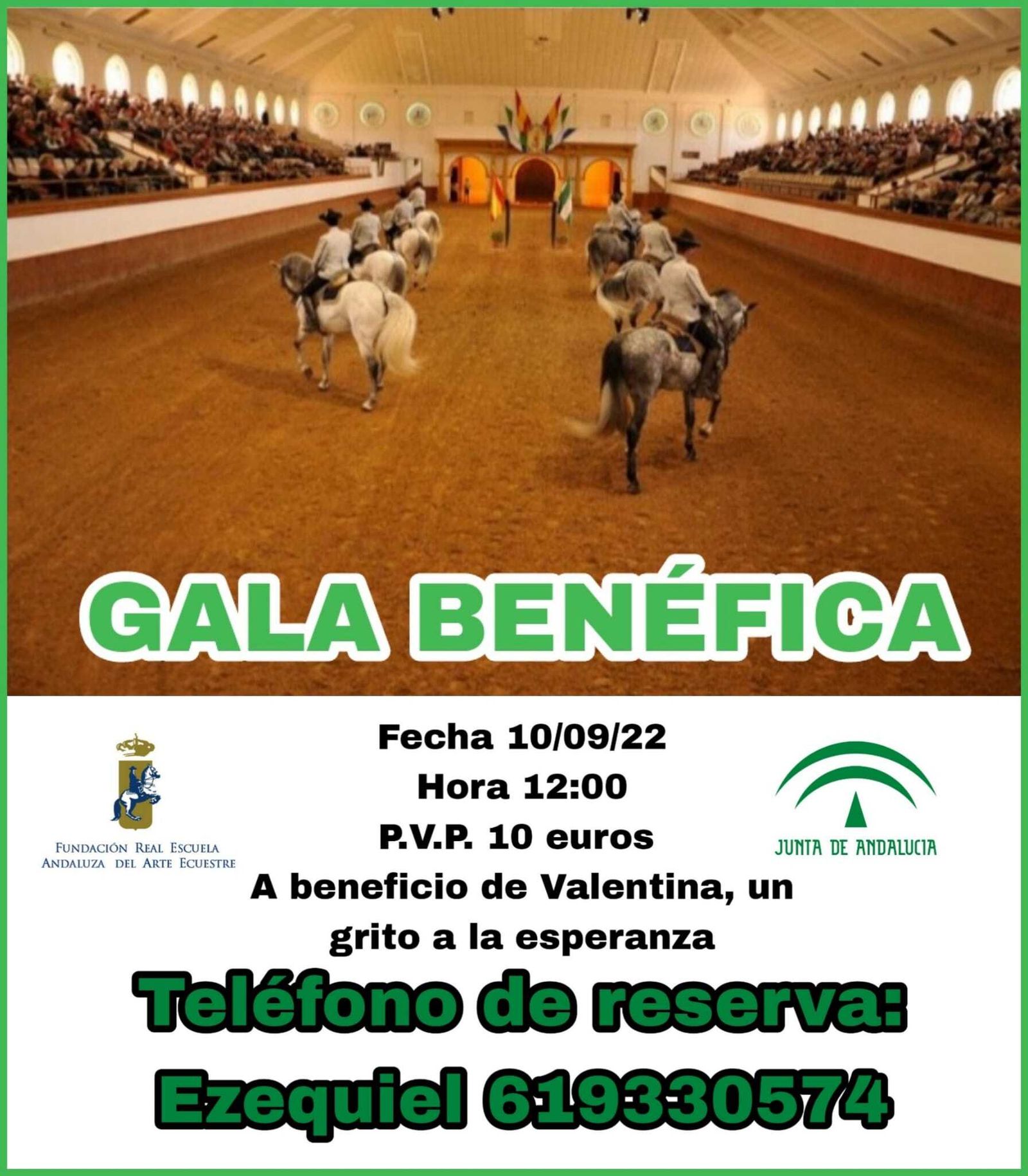 Gala Benéfica en la Real Escuela a beneficio de Valentina el 10 de septiembre.
